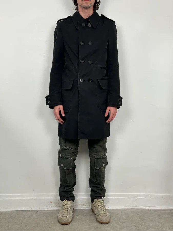 Gucci 2000s Gucci Black Dark Officer Buttoned Trench Coat by Tom Ford Size US M / EU 48-50 / 2 - 2 Thumbnail