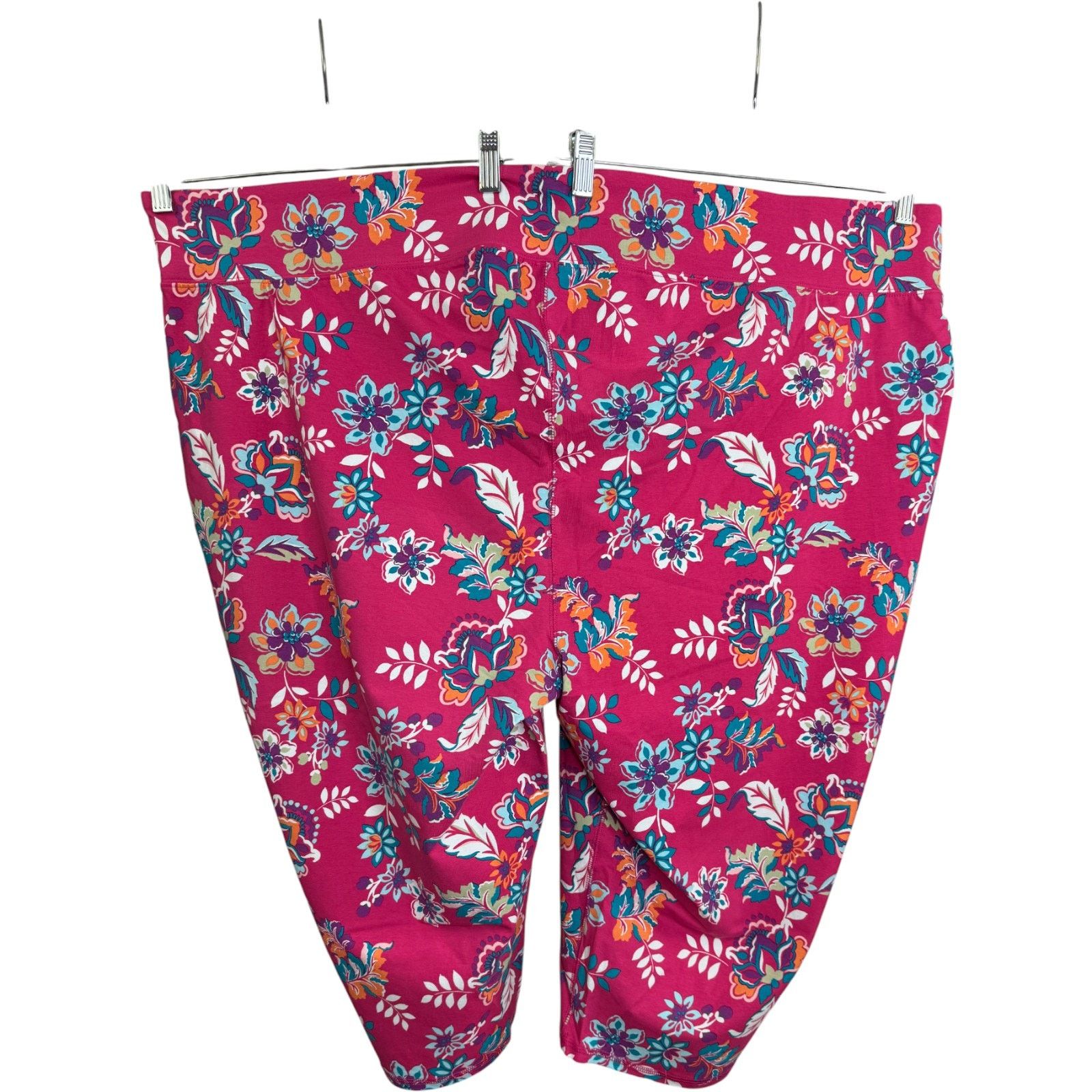 Other Sport Savvy Regular Printed Jersey Capri Pink Floral 5X Size 37" - 6 Thumbnail