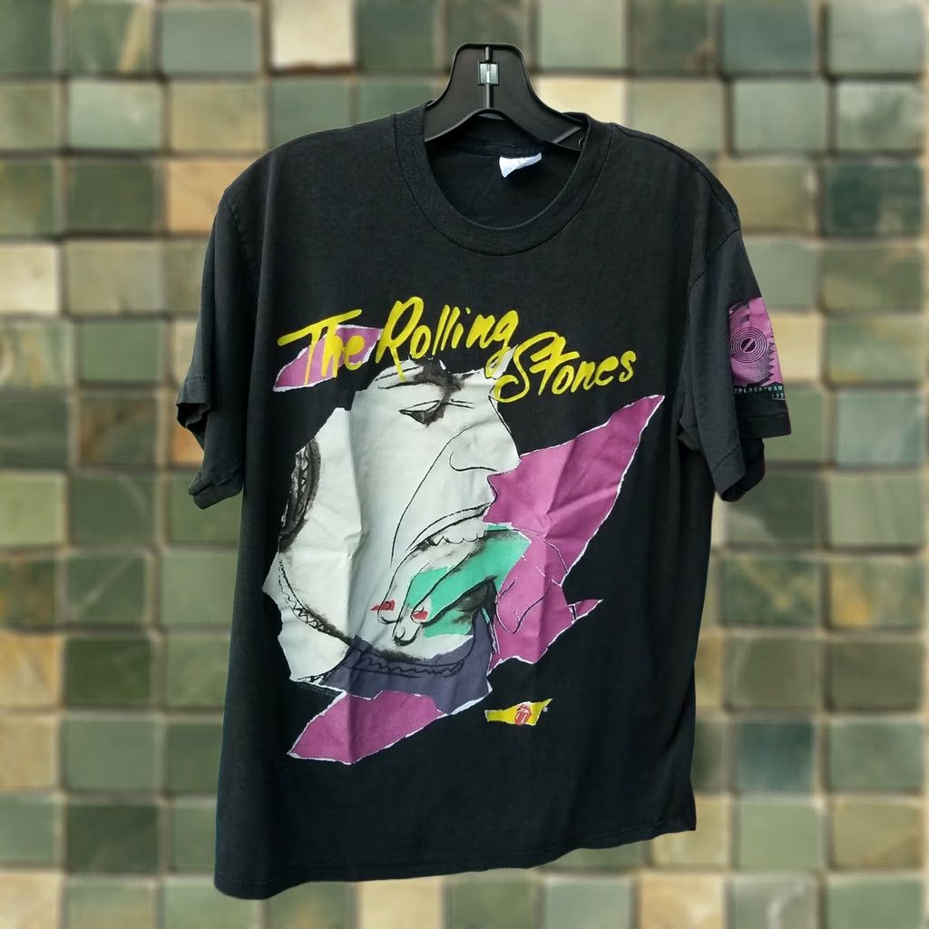 Vintage VTG Rolling Stones North American Tour Shirt L Mick Jagger Black 1989 1980s Graphic Tee Mens Size US L / EU 52-54 / 3 - 1 Thumbnail