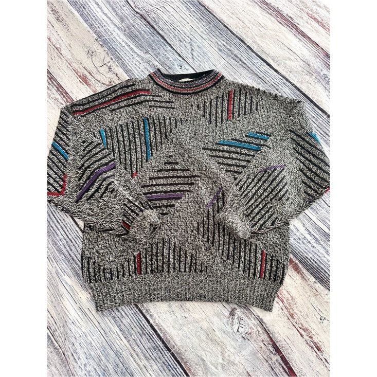 Vintage Vintage McGregor Men's Grey Patterned Knit Sweater Size US L / EU 52-54 / 3 - 2 Thumbnail