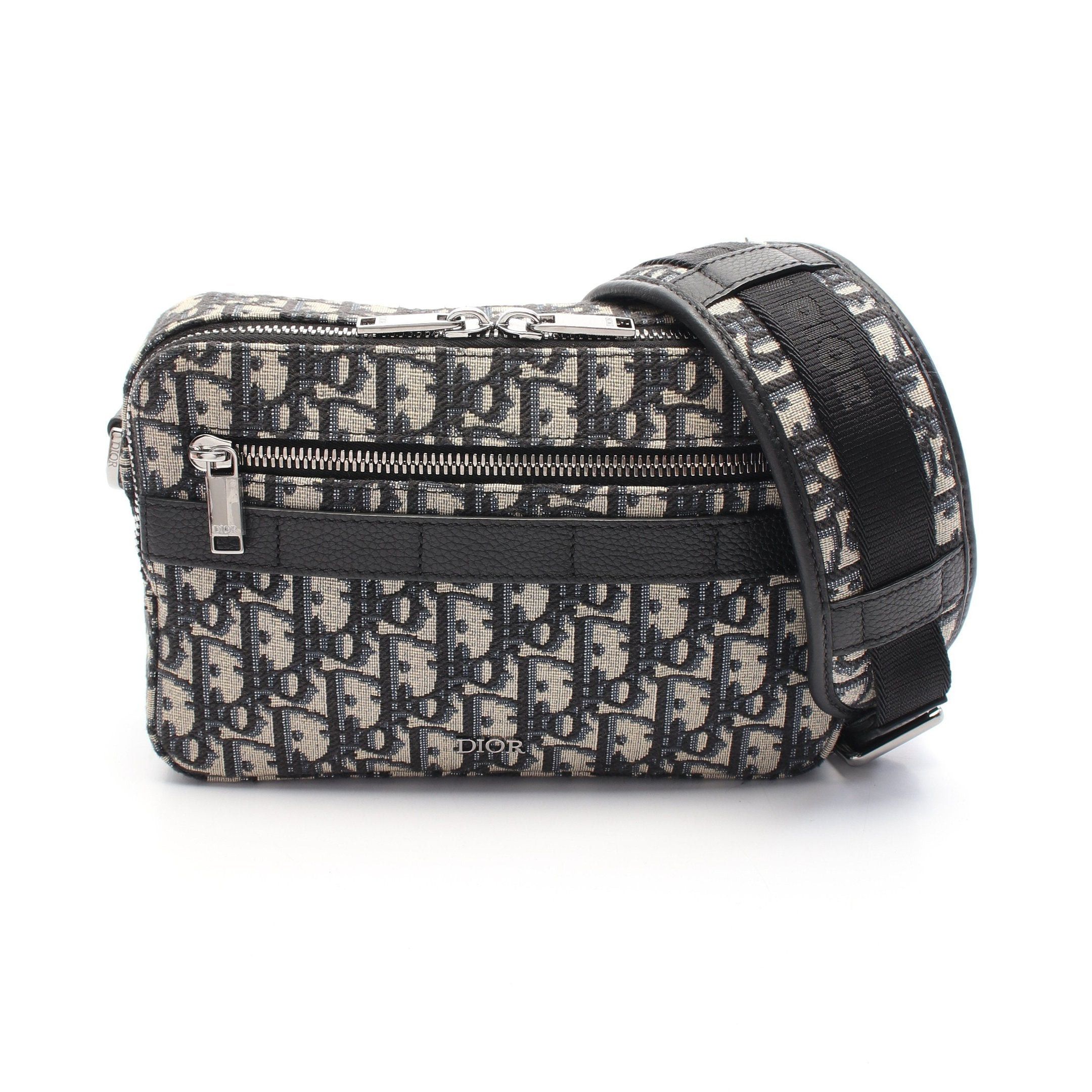 Dior Dior Oblique Shoulder Bag Canvas Leather Navy Gray Size ONE SIZE - 1 Thumbnail