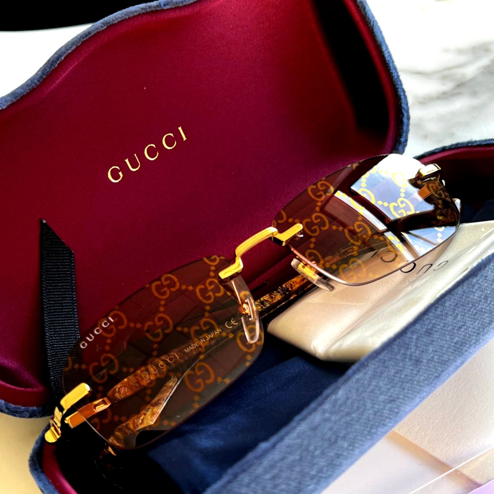 Gucci NEW Gucci GG1221S 004 Rimless Monogram Logo Lens Sunglasses Size ONE SIZE - 4 Thumbnail