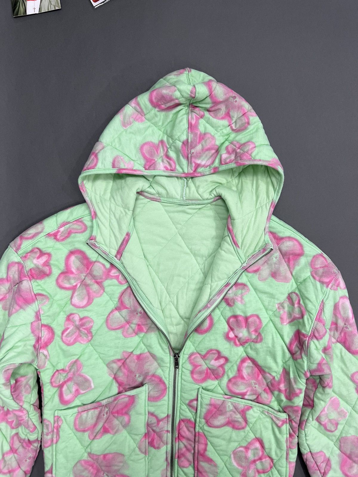 Other Blanketed Abstract Floral Print Hooded Zip Up Quilted Jacket Size US M / EU 48-50 / 2 - 4 Thumbnail
