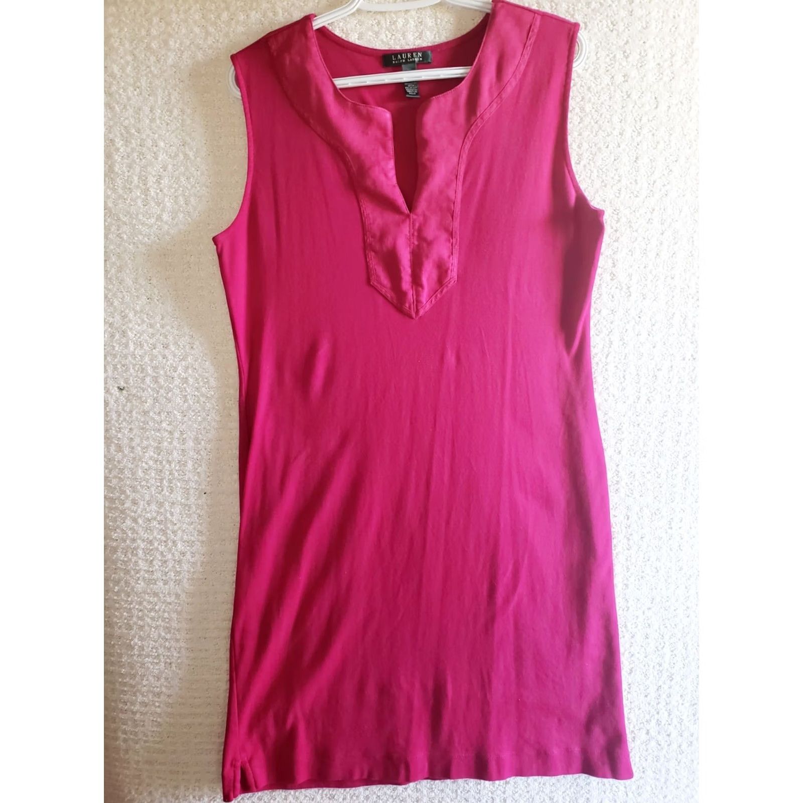 Ralph Lauren LAUREN RALPH LAUREN WOMEN'S XL MAGENTA SPLIT V-NECK SLEEVELESS DRESS Size XL / US 12-14 / IT 48-50 - 3 Thumbnail