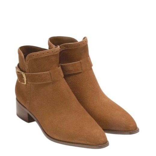 Cole Haan Cole Haan Womens Brown Suede Side Zip Up Norella Buckle Ankl Size US 8 / IT 38 - 5 Thumbnail