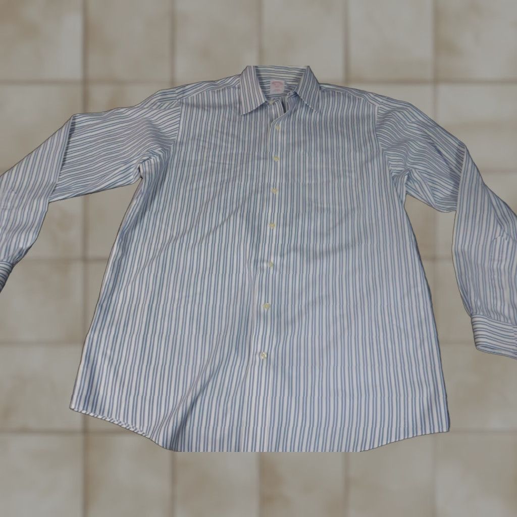 Brooks Brothers Brooks Brothers Mens Shirt 16.5 Blue Striped Button Up Classic Casual Dress Shirt Regular Long Sleeve Mens Size US XL / EU 56 / 4 - 1 Thumbnail