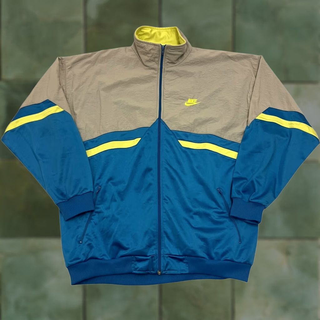 Nike VINTAGE Nike Track Jacket L Men Teal Grey Yellow 90s Tennis Windbreaker Size US L / EU 52-54 / 3 - 1 Thumbnail