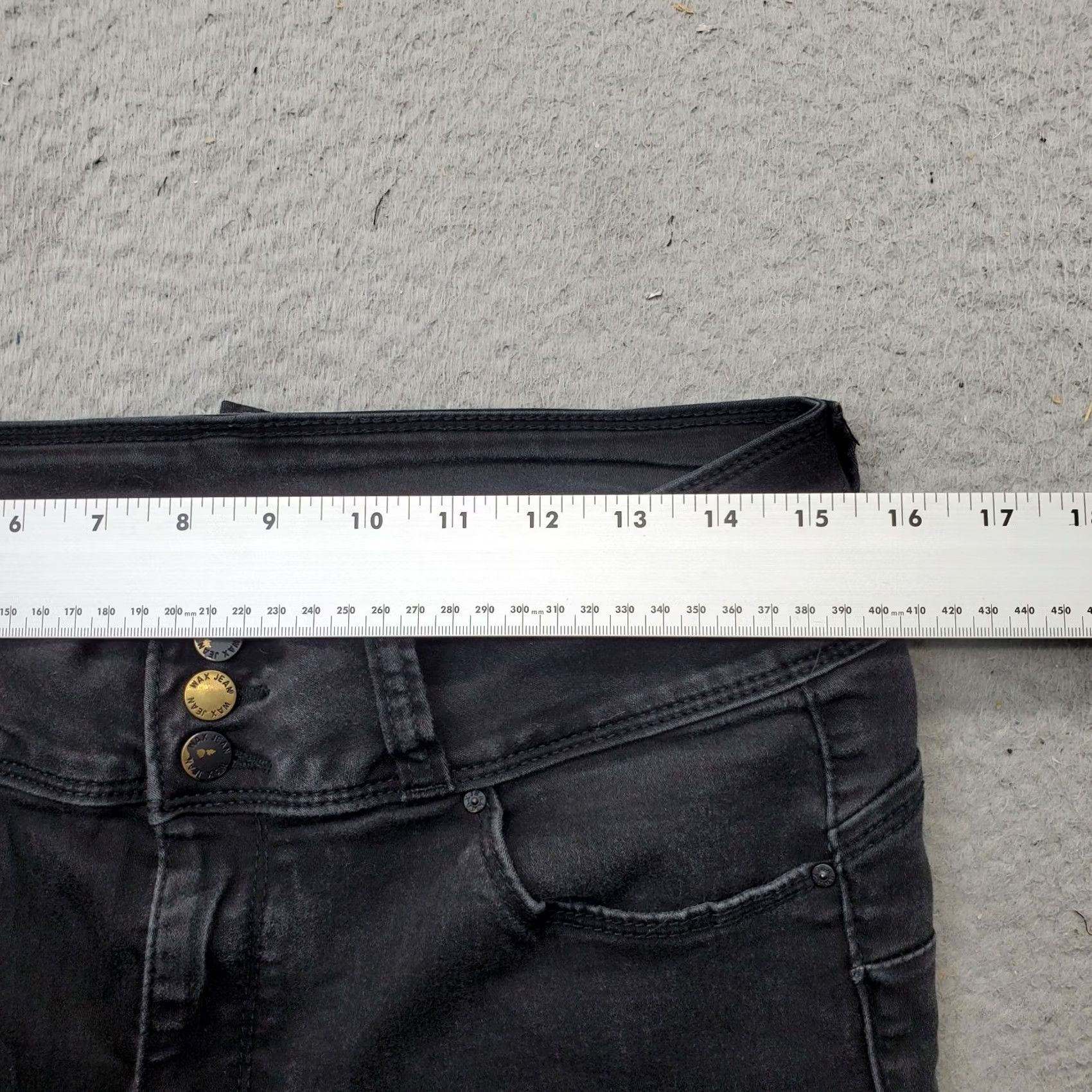 Vintage WAX JEAN Jeans Womens 13 Black Denim 5-Pocket Design 3-Button Fly Straight Leg Shirt Size 34" / US 12 / IT 48 - 6 Thumbnail