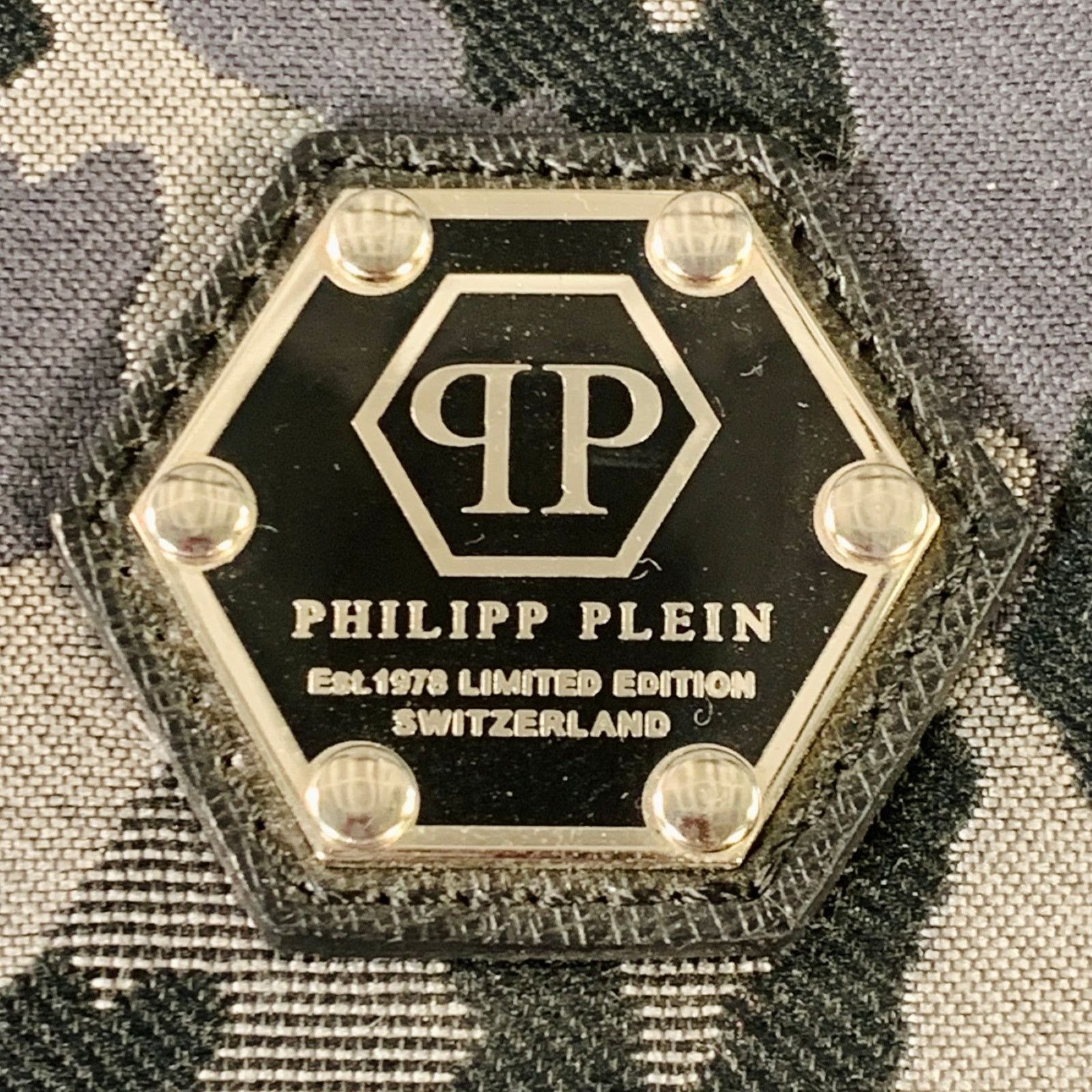 Philipp Plein PHILLIPP PLEIN Grey Camouflage Saffiano Leather Canvas Bag Size ONE SIZE - 3 Thumbnail