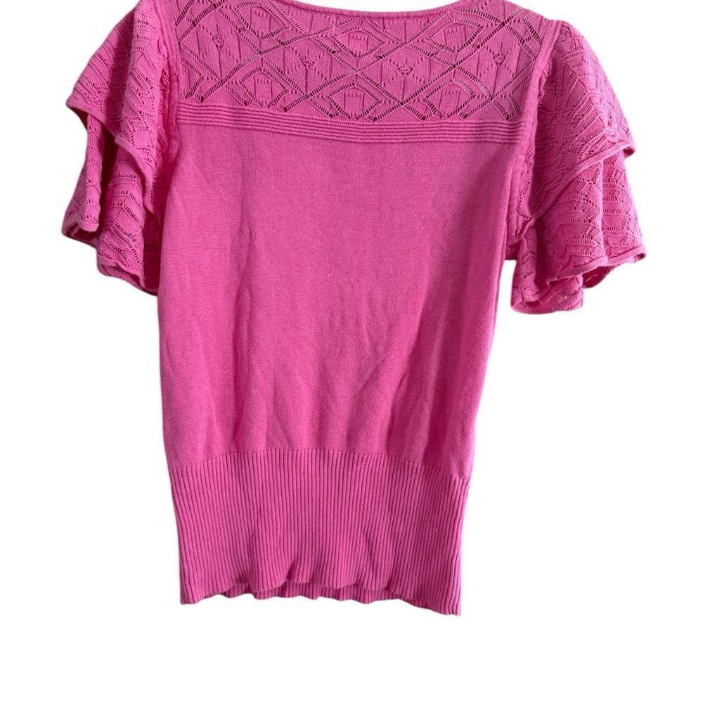 Neiman Marcus Neiman Marcus Pink Ruffled Flutter Sleeve Blouse Size M / US 6-8 / IT 42-44 - 8 Thumbnail