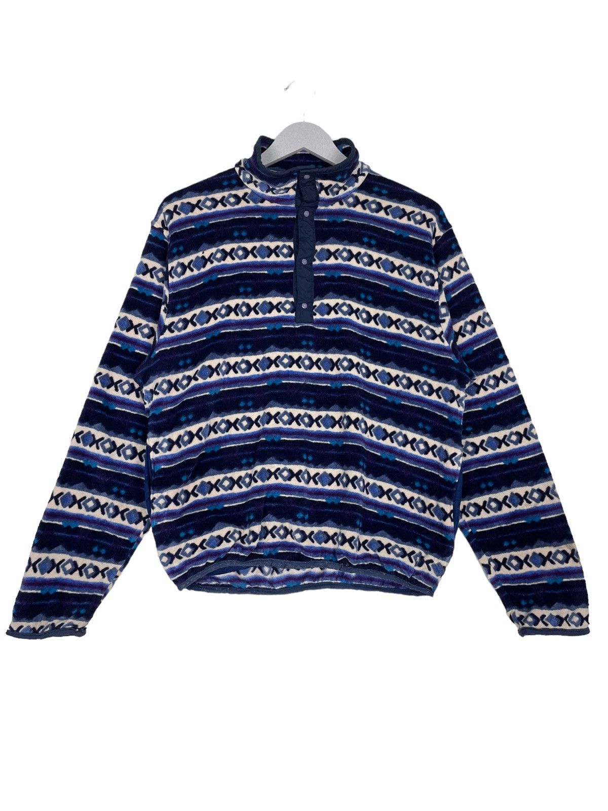 L.L. Bean × Native × Vintage 💥90s LL BEAN NATIVE FLEECE SNAP BUTTON PULLOVER SWEATSHIRT Size US M / EU 48-50 / 2 - 7 Thumbnail