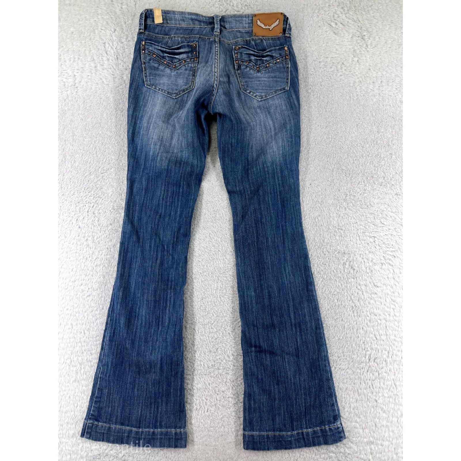 Vintage H&G Jeans Womens 7 Blue Denim Bootcut Distressed Embroidered 5-Pocket Cotton Blend Regular Blue 1900s? Size 28" / US 6 / IT 42 - 2 Thumbnail