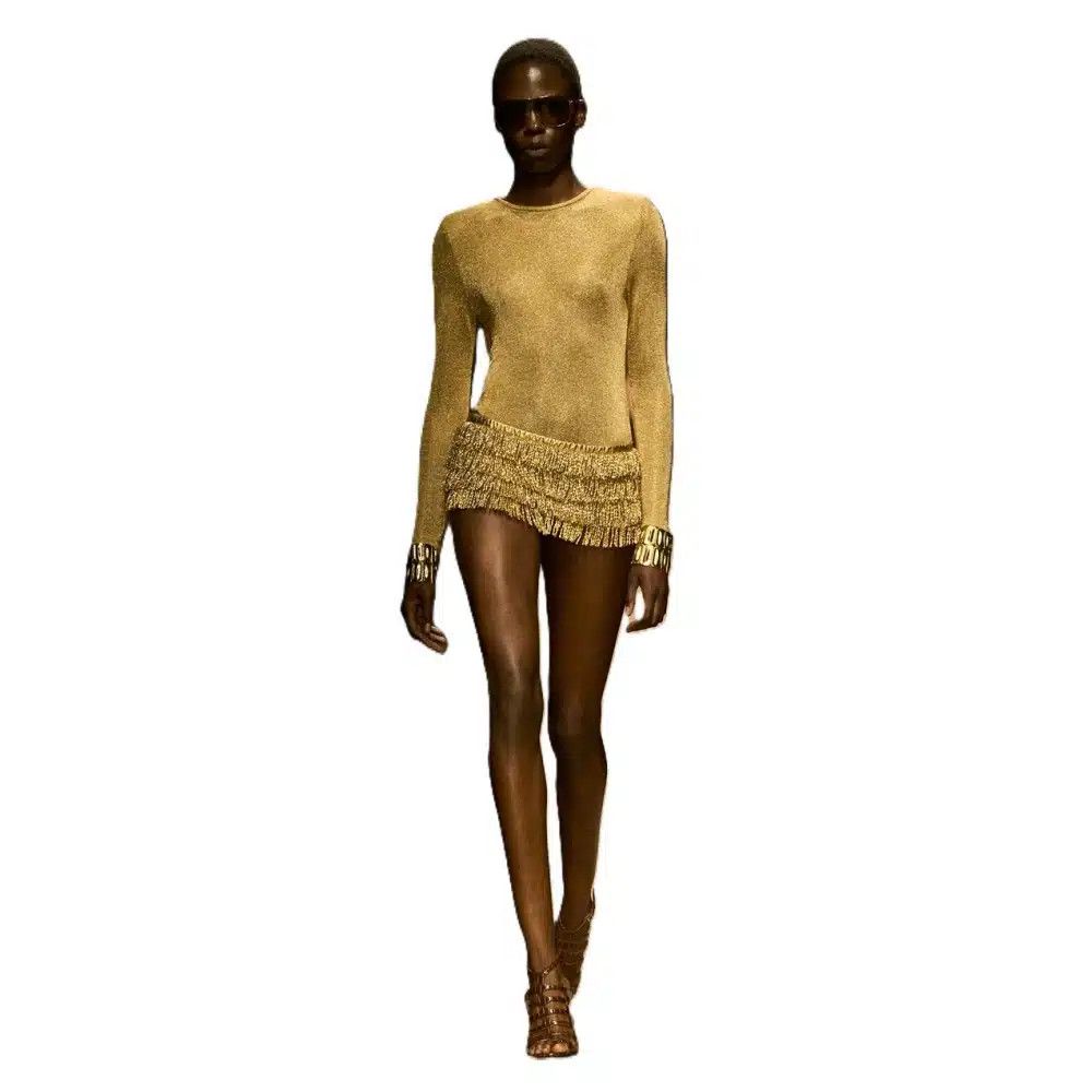 Tom Ford o1loc1c0625 SH0058 Tique Gold Mini Short in Gold Size 25" / US 0 / IT 36 - 2 Thumbnail