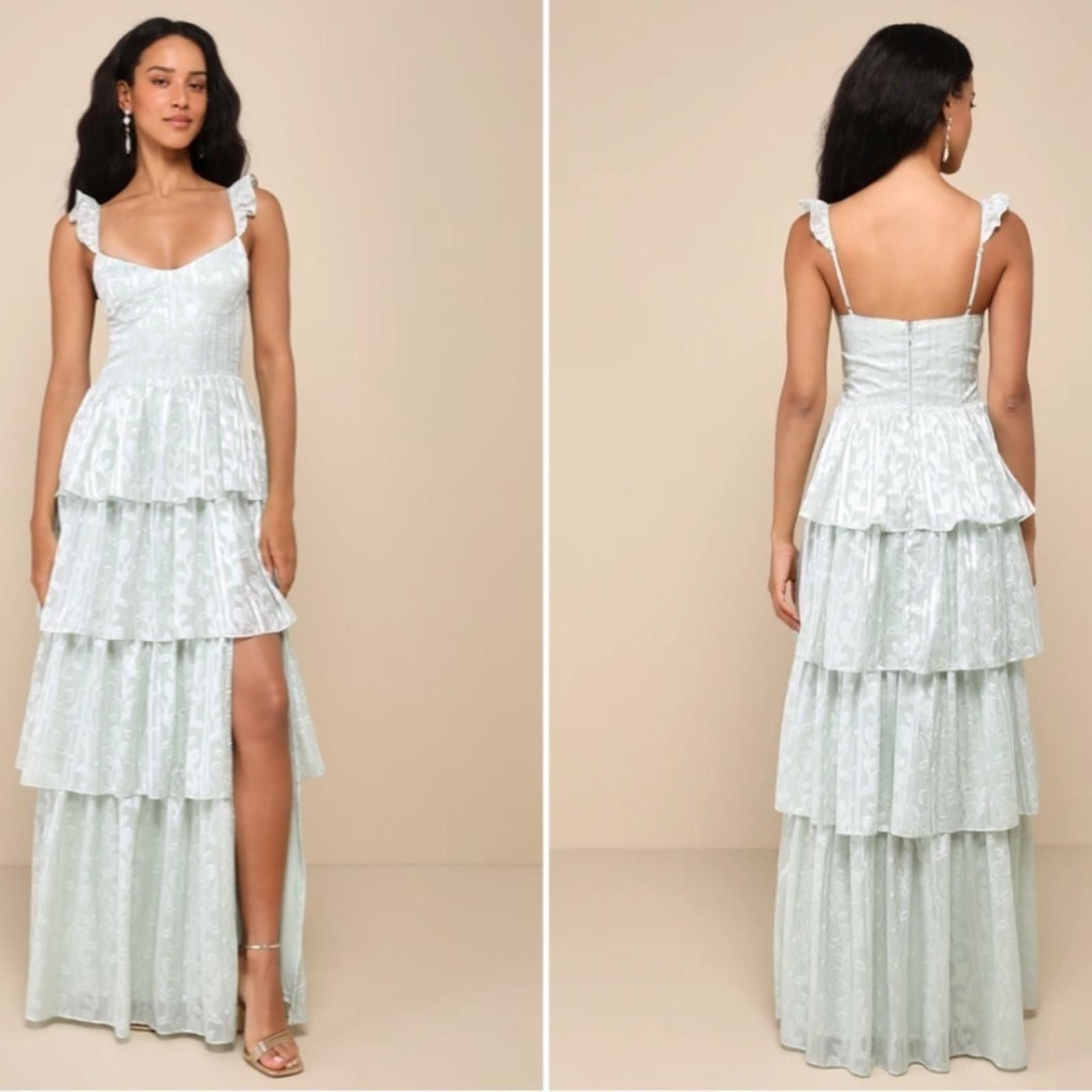 Lulus LULU's Flirty Floral Roses Prom Wedding Sexy Ruffles Maxi Size L / US 10 / IT 46 - 5 Thumbnail