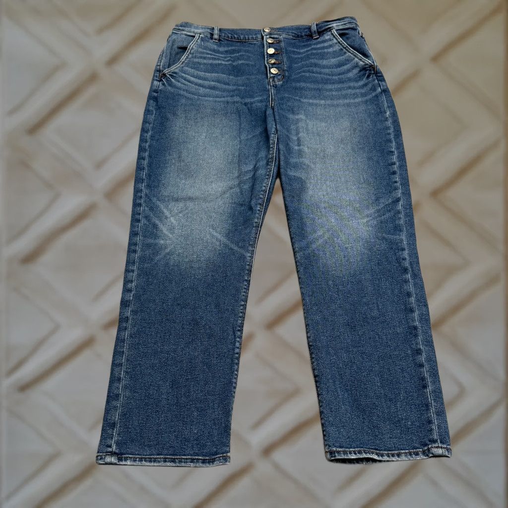 American Eagle Outfitters American Eagle Outfitters AE x ME Stretch Button Fly Mom Denim Jeans Women 16 Blue Size 38" / US 16 / IT 52 - 1 Thumbnail