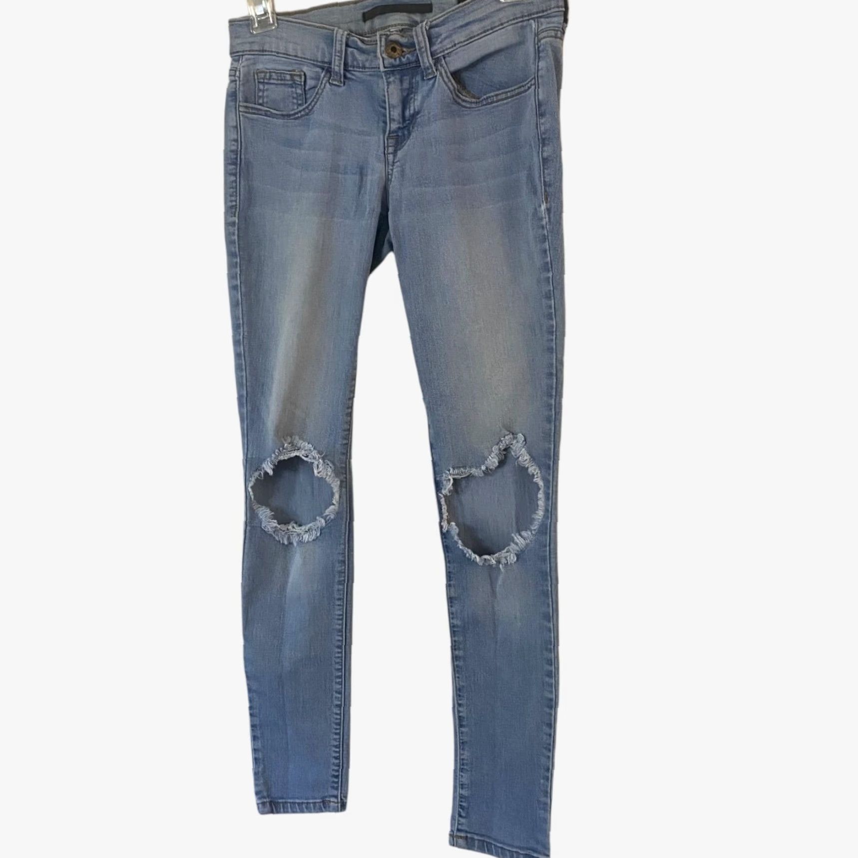 Vintage VINTAGE SP Black Label Low-Rise Skinny Jeans Women's 25 Light Wash Denim Stretch Distressed Blue 5-Pocket Womens Jeans Size 42" / US 20 - 2 Thumbnail