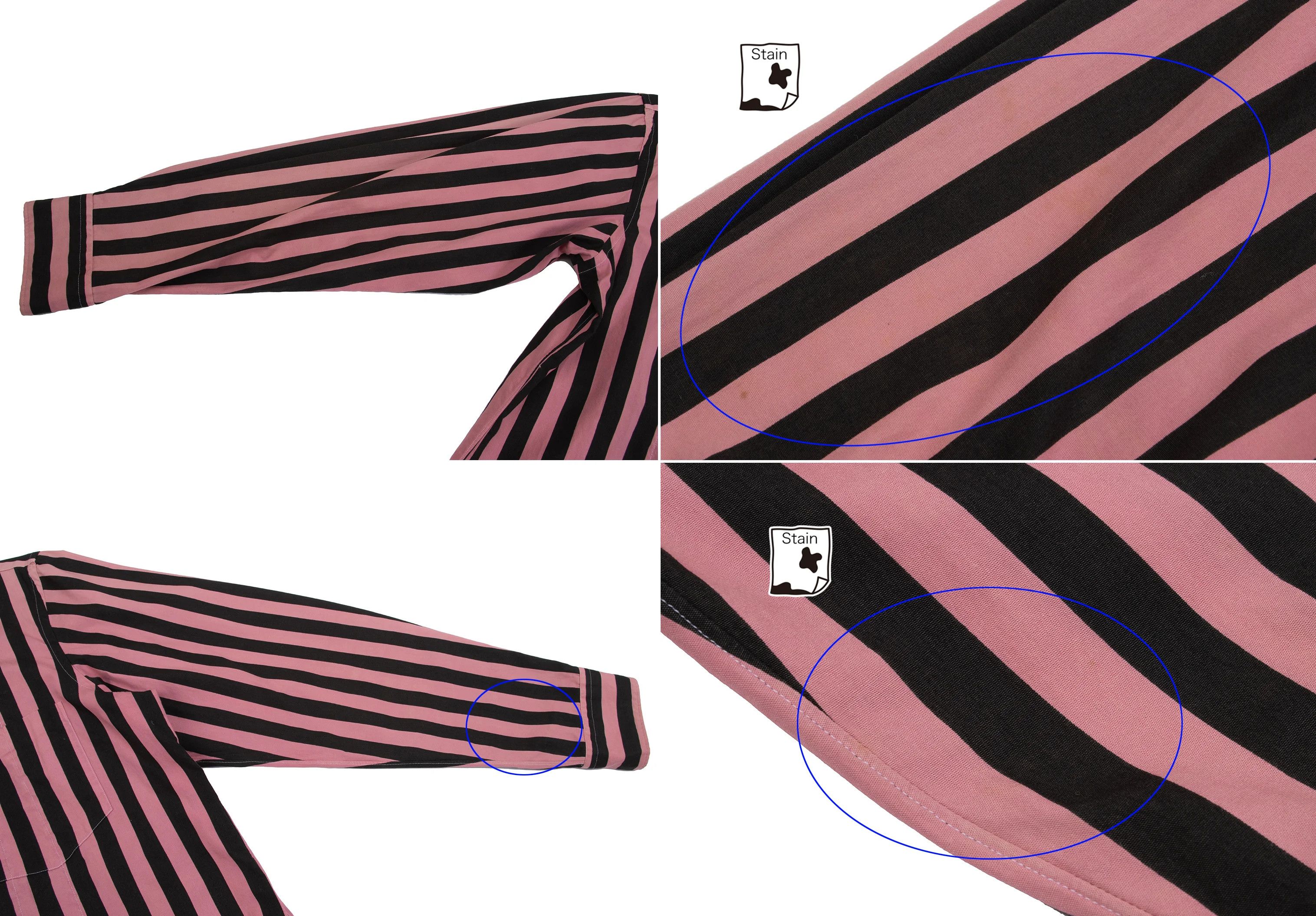 Comme des Garcons Homme Plus Bold Stripe Frill Detail Shirt in Pink and Black, Size M Size US M / EU 48-50 / 2 - 7 Thumbnail