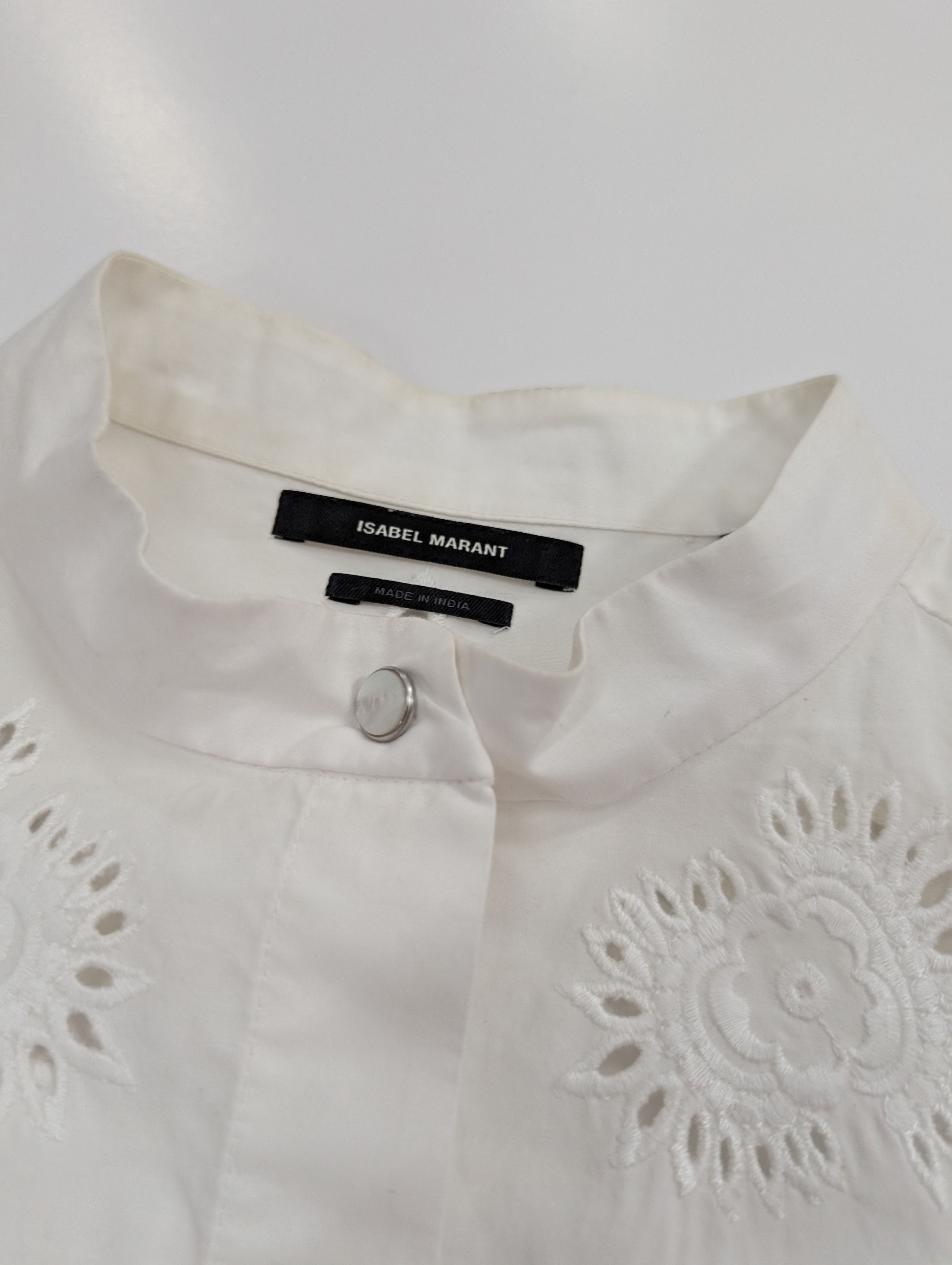 Isabel Marant Etoile Isabel Marant White Danala Borderie Anglaise Blouse Size XS / US 0-2 / IT 36-38 - 5 Thumbnail