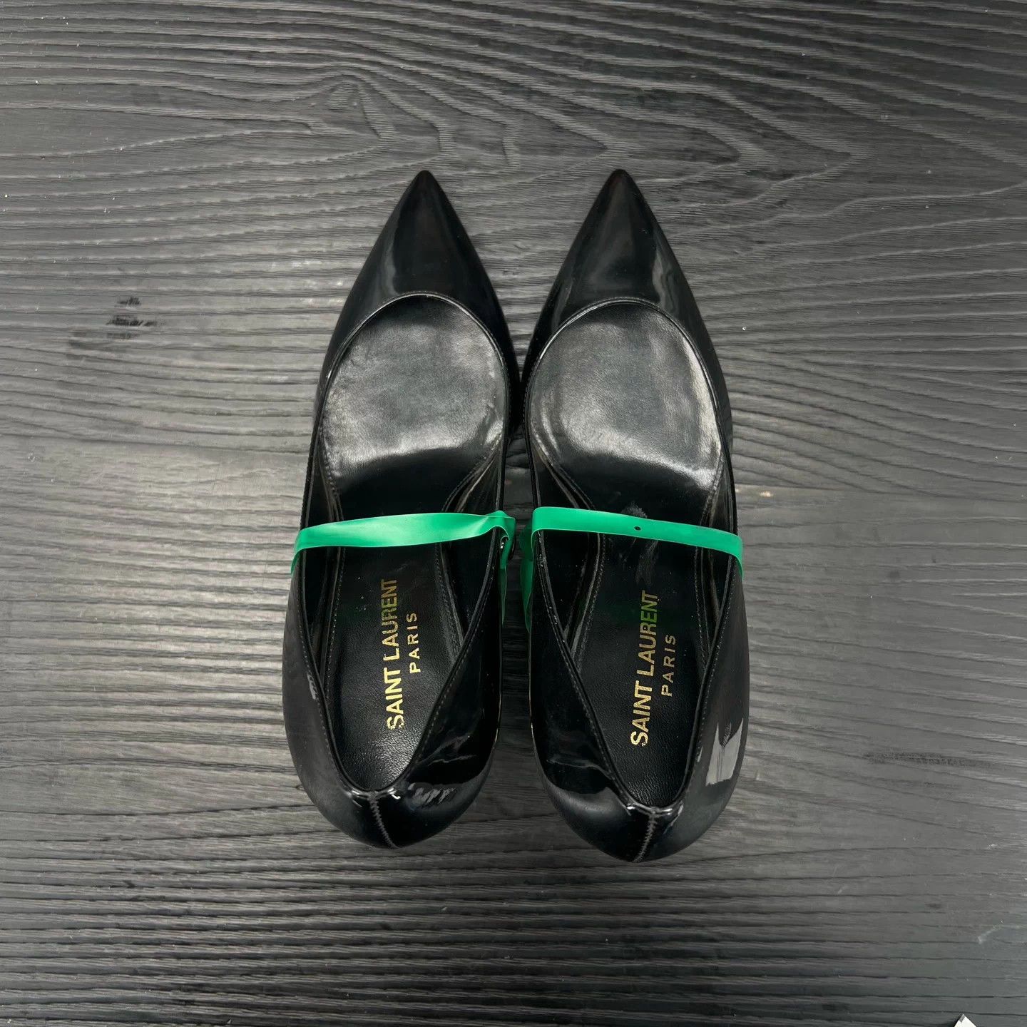 Saint Laurent Paris YSL Opyum Patent Black Gold Heels 37 Box Size US 6 / IT 36 - 6 Thumbnail