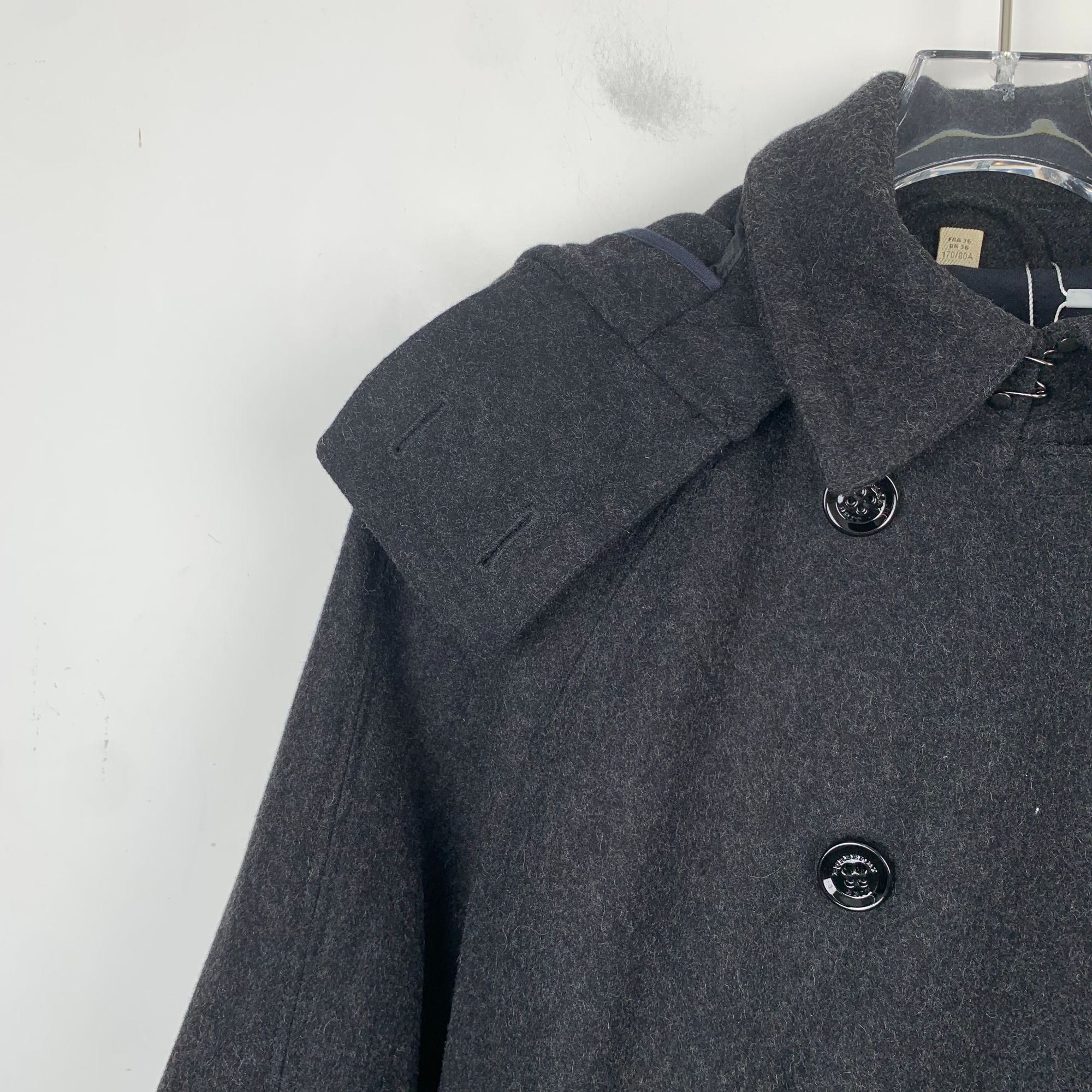 Burberry H9339 Burberry Brit Womens Charcoal Gray Wool Blend Double-B Size S / US 4 / IT 40 - 3 Thumbnail