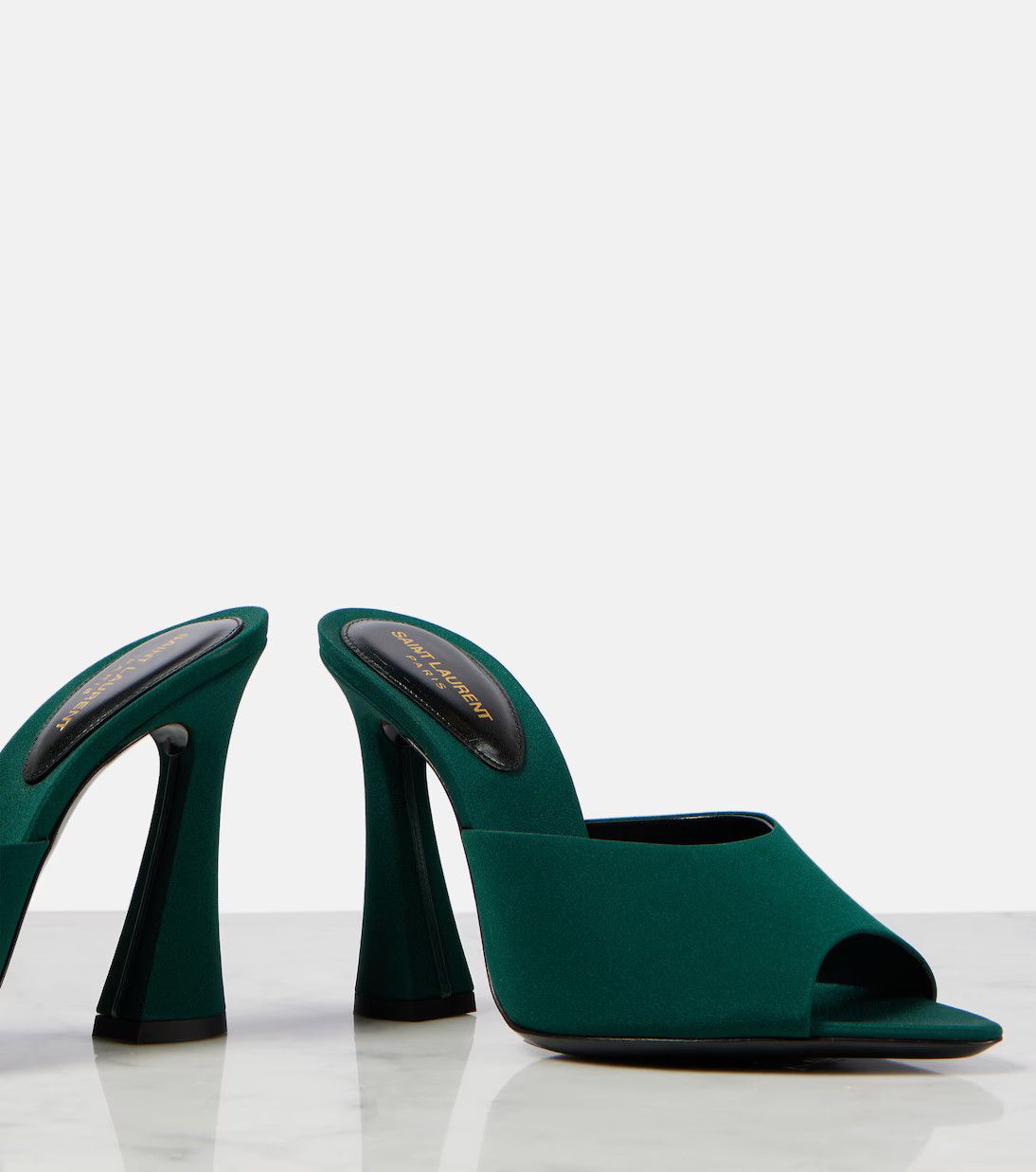 Saint Laurent Paris o1s1wg111024 Suite Crepe De Chine Mules in Dark Green Size US 8 / IT 38 - 5 Thumbnail