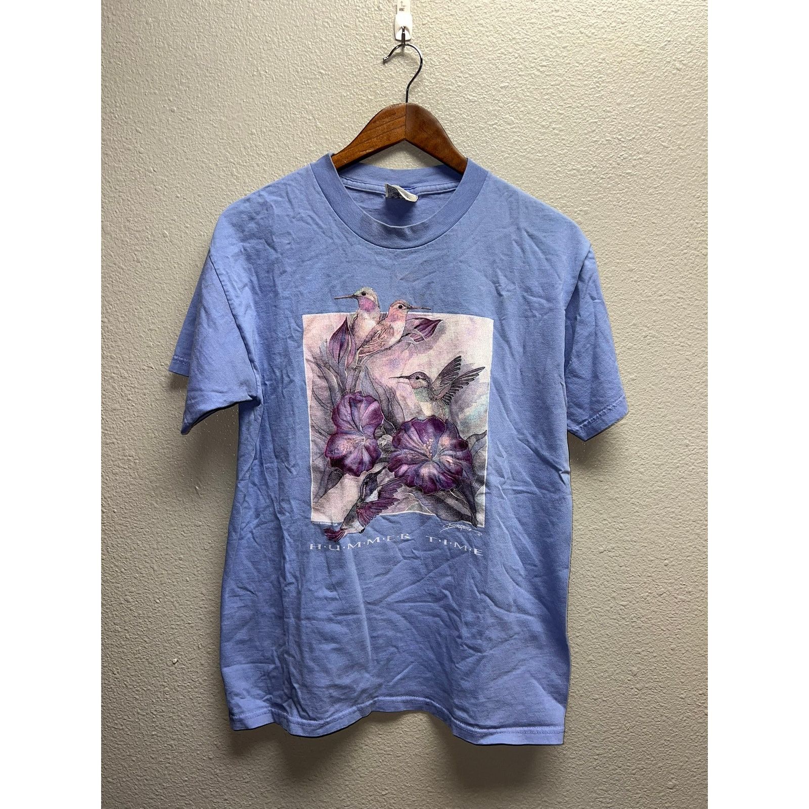 Port & Company Vintage Hummingbird Shirt Hummer Time Bird Flower Tee VTG M Size US M / EU 48-50 / 2 - 1 Thumbnail