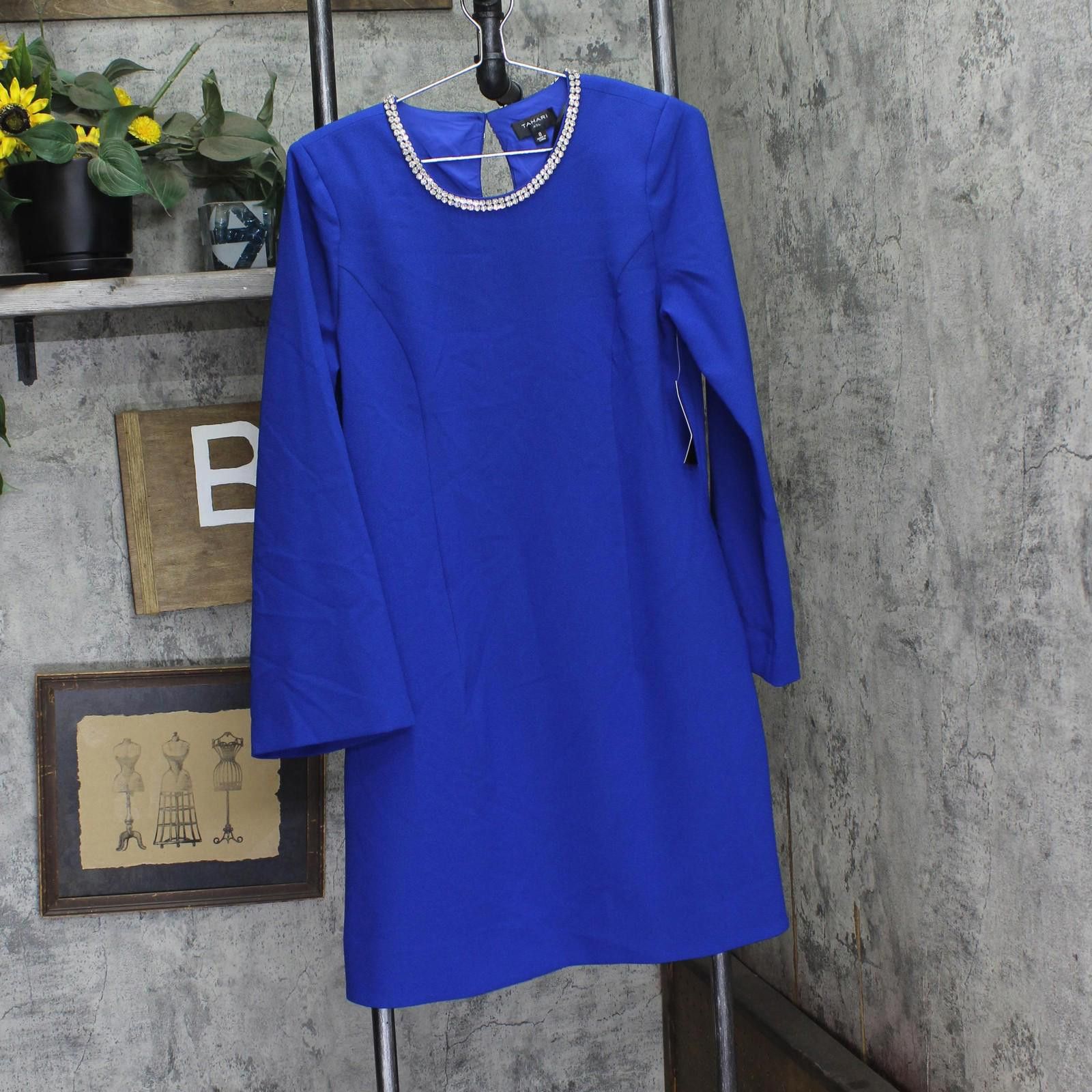 Other Nwt Tahari Asl Trim Shift Dress Dam625-t4 Cobalt Blue 8 Size M / US 6-8 / IT 42-44 - 1 Thumbnail