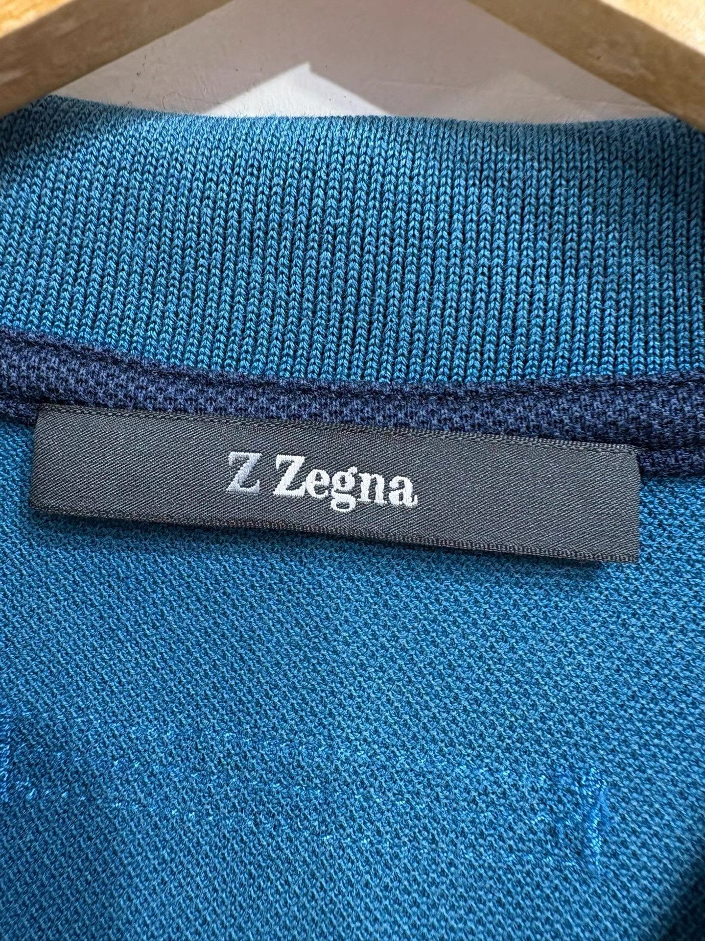 Z Zegna Zegna Men's Blue Short Sleeve Polo Shirt K29 Size US L / EU 52-54 / 3 - 4 Thumbnail