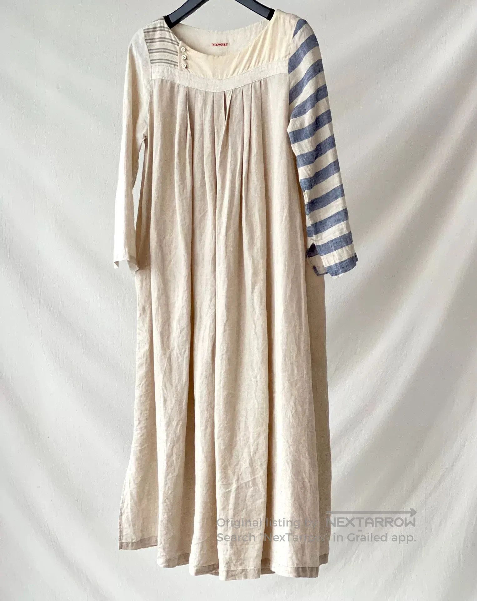 Kapital Striped Sleeve Linen Dress by KAPITAL. Size XS / US 0-2 / IT 36-38 - 4 Thumbnail