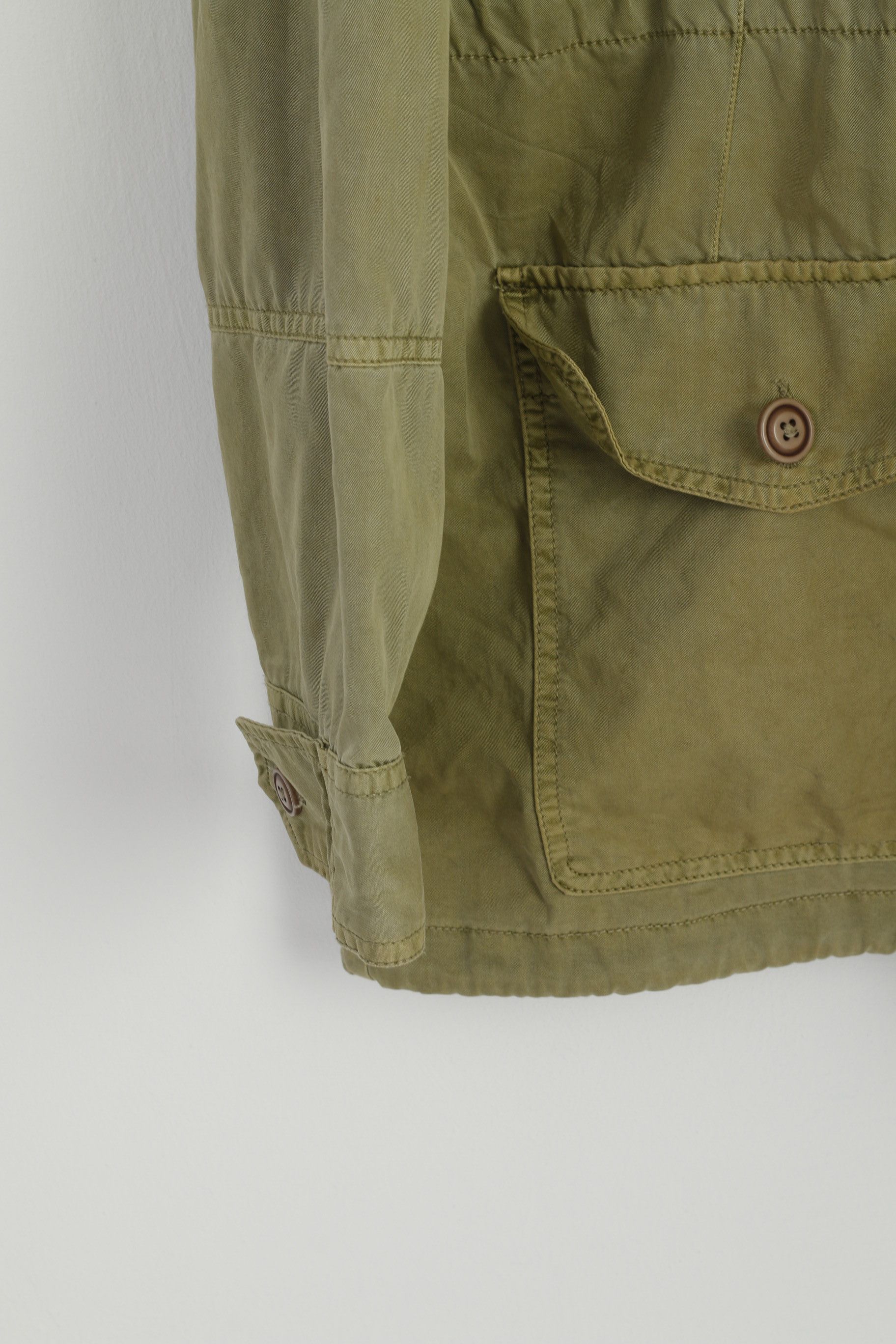 Vintage Vintage Men XL Jacket Khaki Shiny Cotton 0201 Size US XL / EU 56 / 4 - 3 Thumbnail