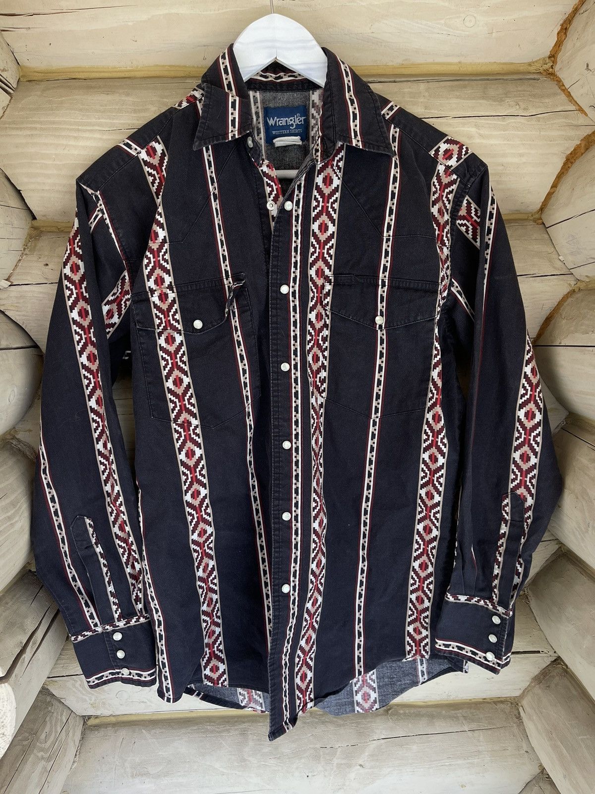 Cowboy Equipment × Vintage × Wrangler Wrangler Western Shirt Vintage azteck striped cowboy shirt Size US S / EU 44-46 / 1 - 15 Thumbnail
