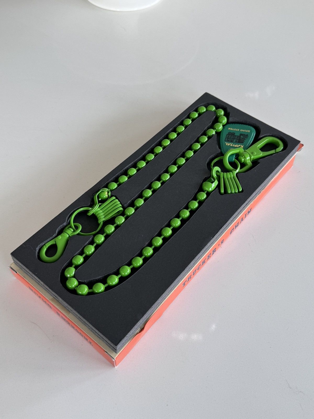 KAPITAL Embellished Metal Safety Chain Green
