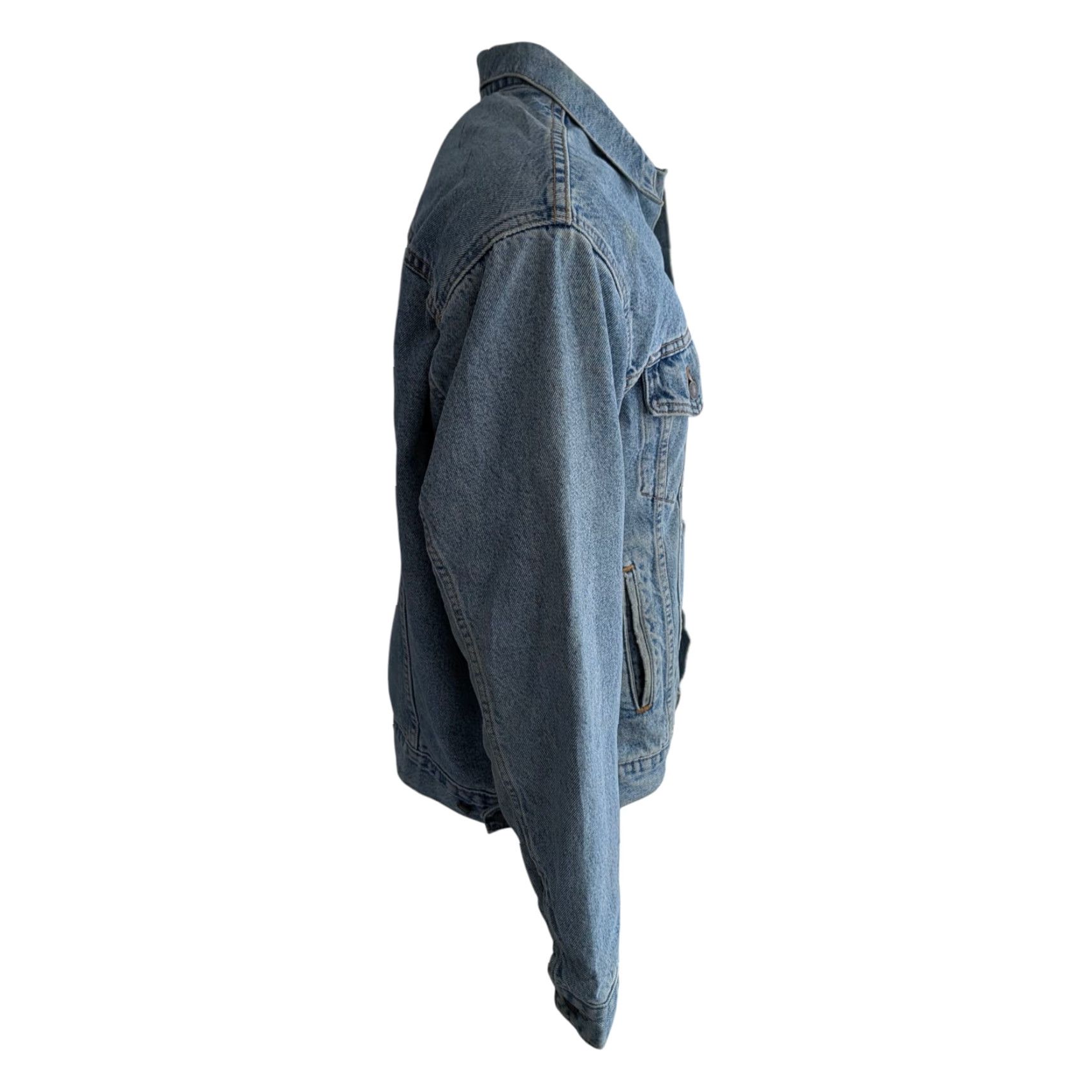 Levi's Levi’s Denim Trucker Jacket M Vintage Flannel Lined Denim Trucker Jacket, USA Made, Women, Blue, 100% Cotton, Light Wear, Casual, 90s? Size M / US 6-8 / IT 42-44 - 2 Thumbnail