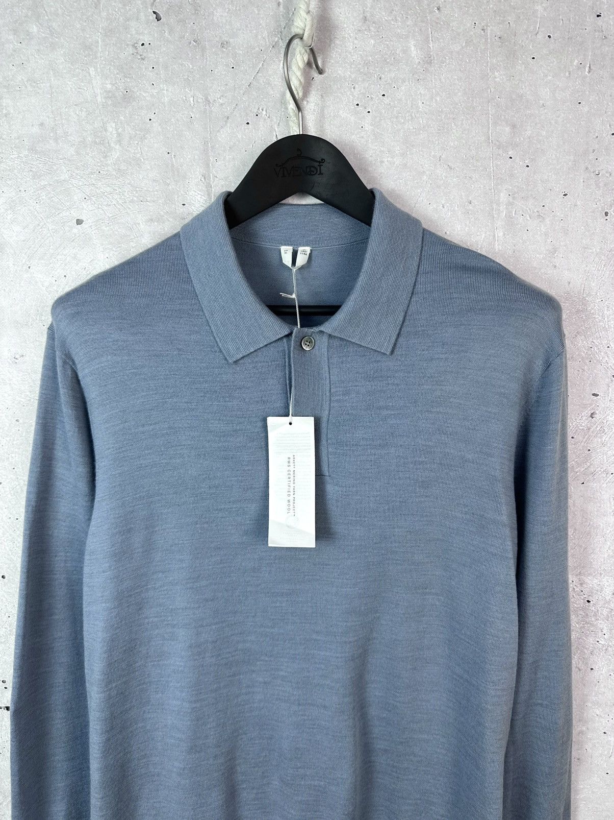 Arket NEW Arket Wool Grey-Blue Long Sleeve Men’s Polo Sweater Size US XL / EU 56 / 4 - 2 Thumbnail