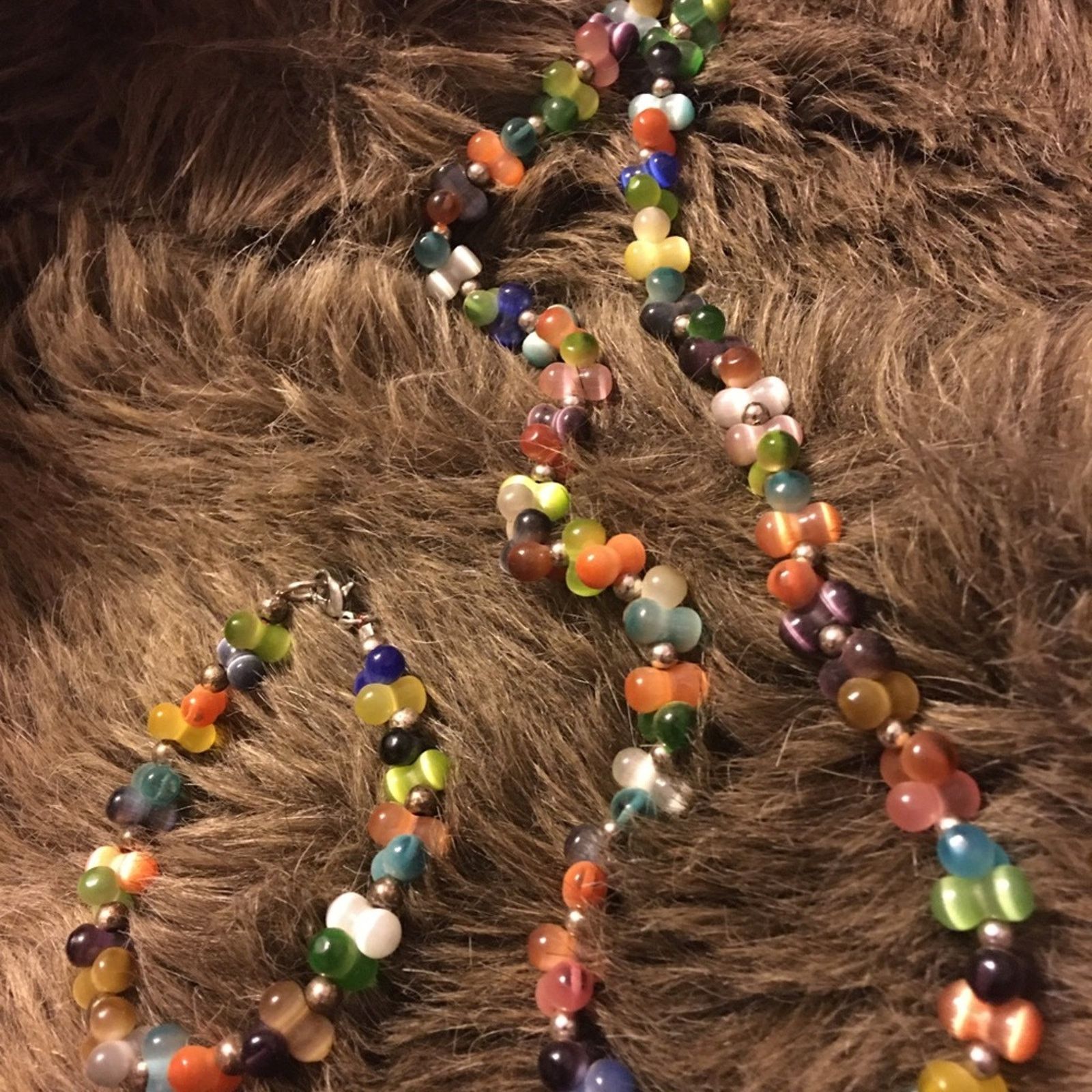 Vintage Vintage rainbow cat eye quartz jewelry set Size ONE SIZE - 3 Thumbnail