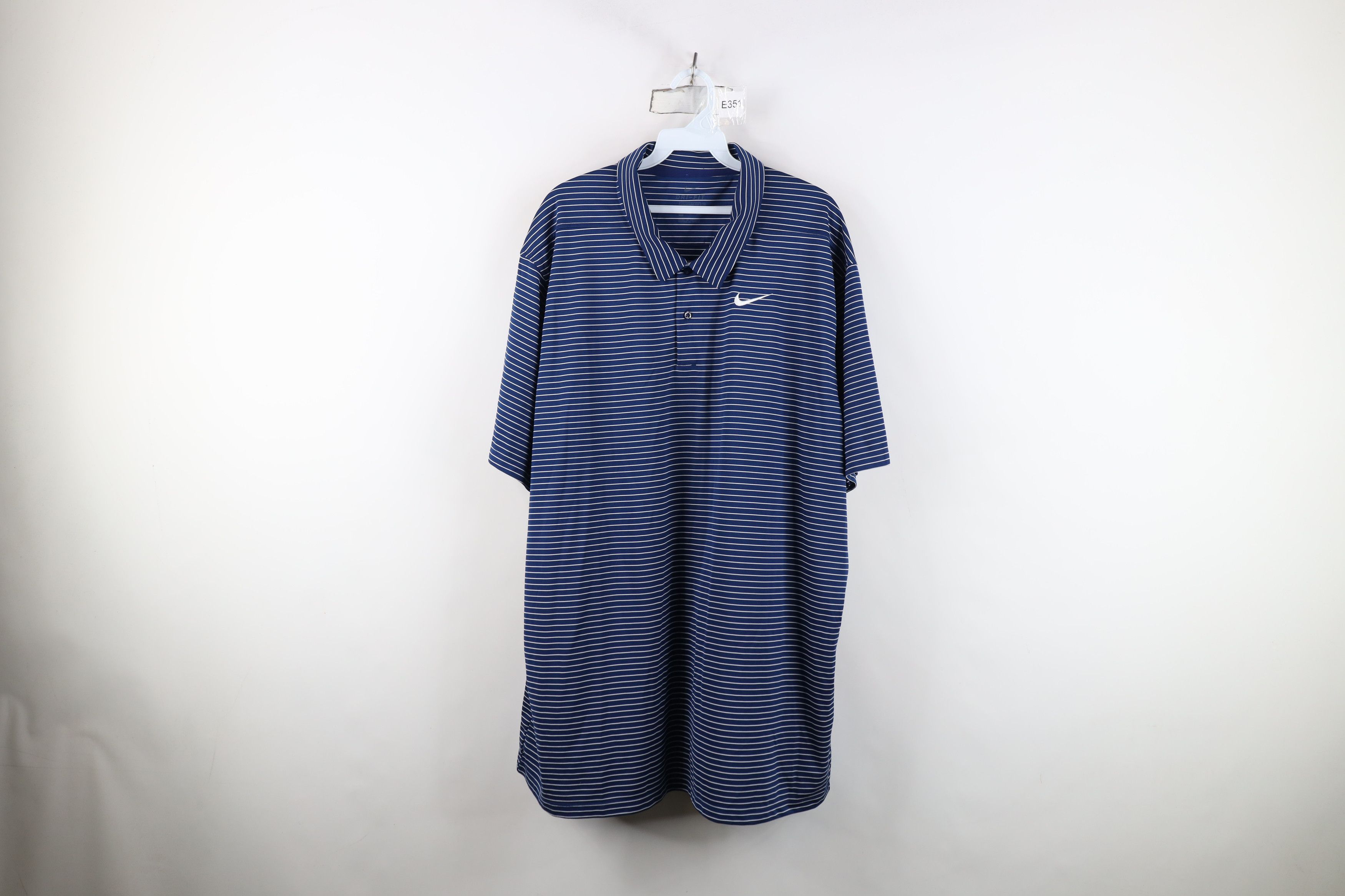 Nike Nike Scott Mini Swoosh Pinstriped Knit Golf Polo Shirt Blue Size US XXL / EU 58 / 5 - 1 Thumbnail