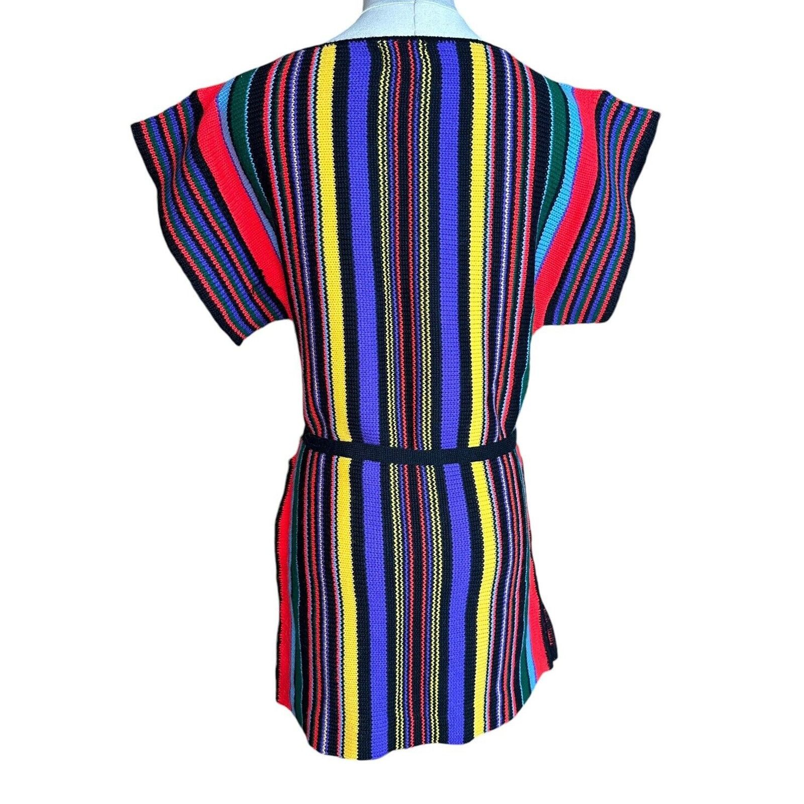 Other Vtg 70s Rainbow Striped Tunic Sweater Short Sleeve Belted S? Size S / US 4 / IT 40 - 7 Thumbnail