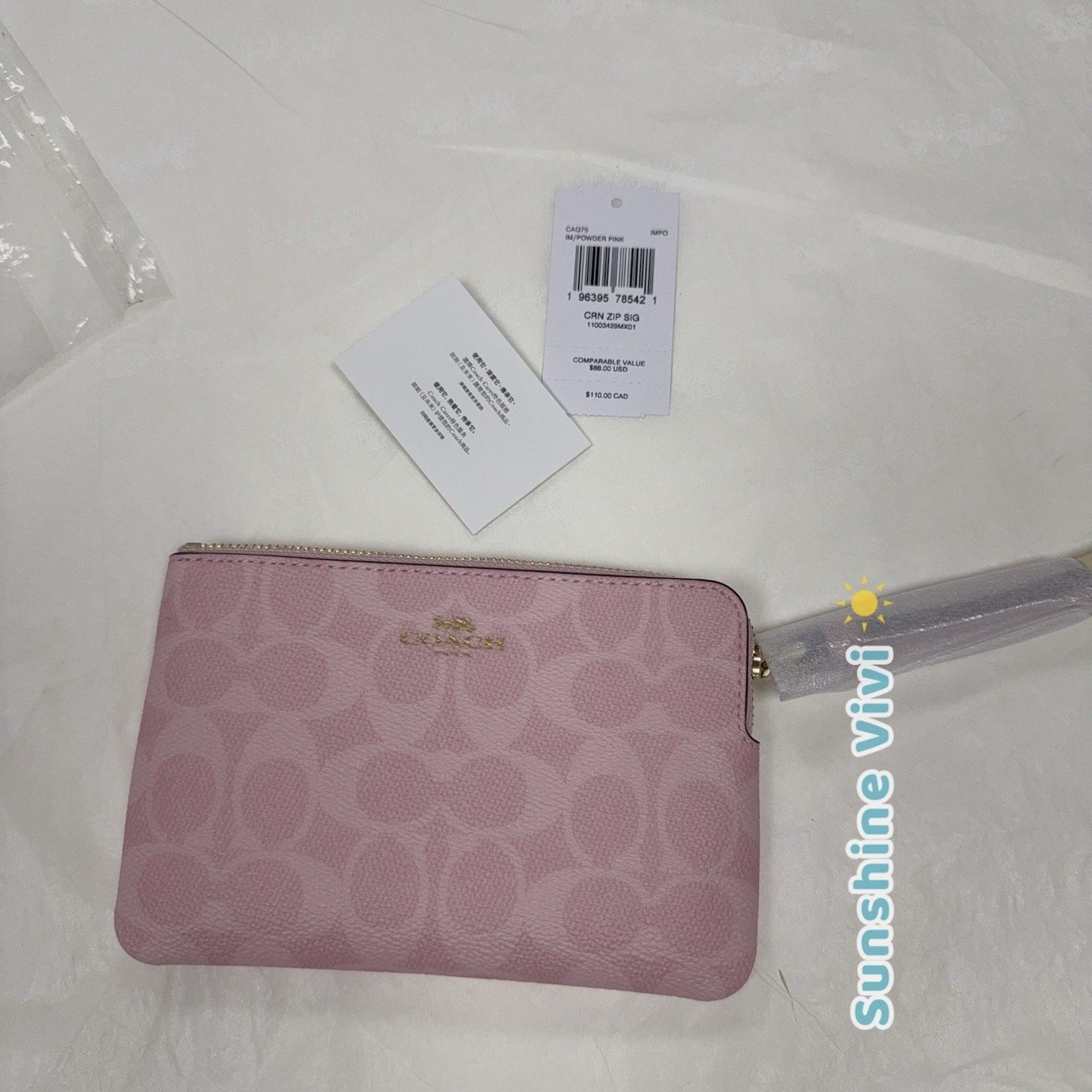Coach NWT Coach CAQ75 Corner Zip Wristlet In Gold/Powder Pink Size ONE SIZE - 4 Thumbnail