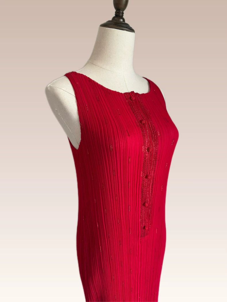 Issey Miyake Issey Miyake Red double-layer chiffon structure mainline d Size M / US 6-8 / IT 42-44 - 4 Thumbnail