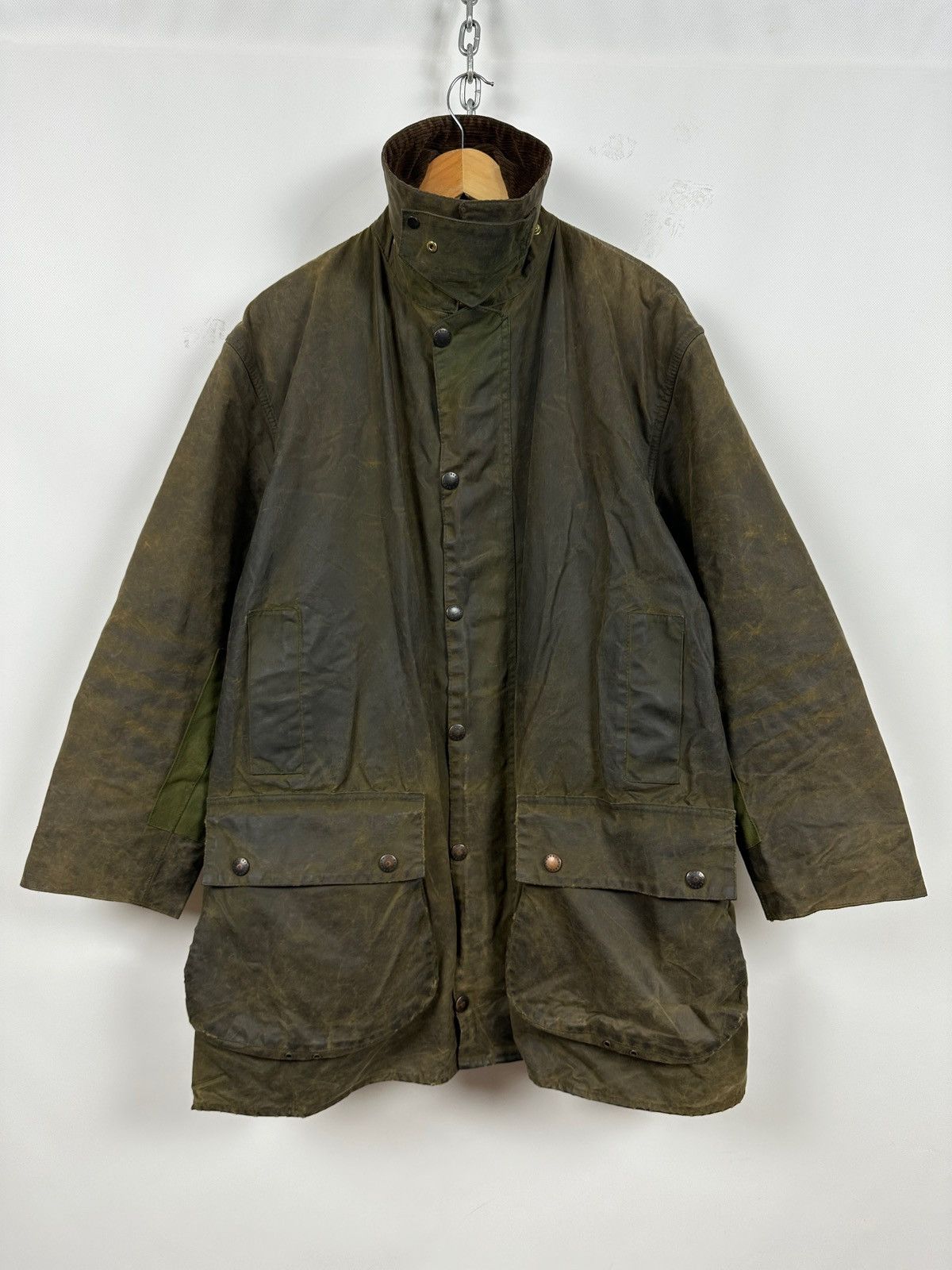 Barbour Vintage Barbour Northumbria Olive Green Waxed Coat Jacket Size US XL / EU 56 / 4 - 2 Thumbnail
