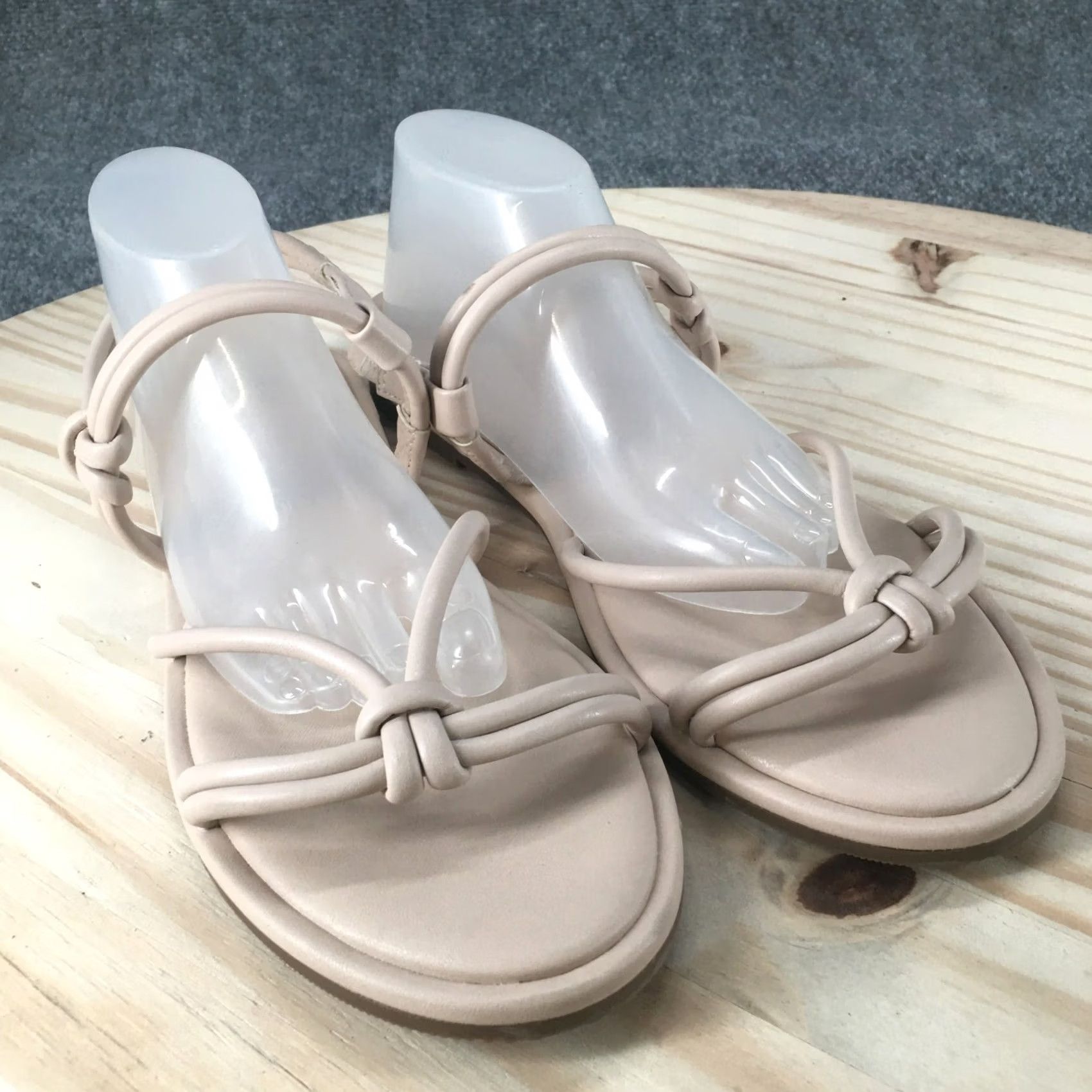 Vintage A New Day Sandals Womens 8 Slingback Beige Faux Leather Open Toe Casual Flats Size US 8 / IT 38 - 3 Thumbnail