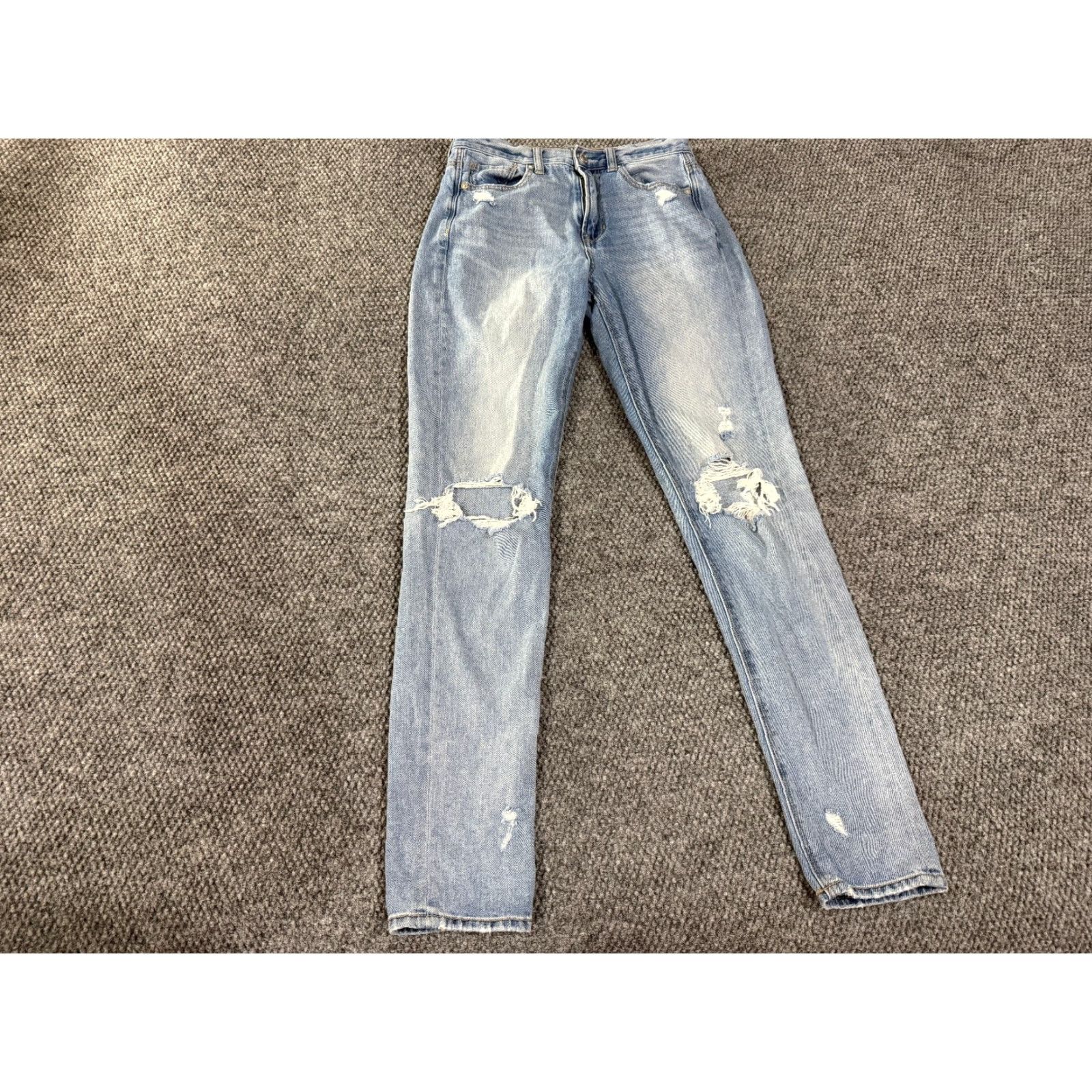 American Eagle Outfitters American Eagle Outfitters Jeans Womens 2 x-long Mom Jean Distressed Denim Pants Blue 5-Pocket High Rise Slim Stretch Inseam 31 Size 26" / US 2 / IT 38 - 2 Thumbnail