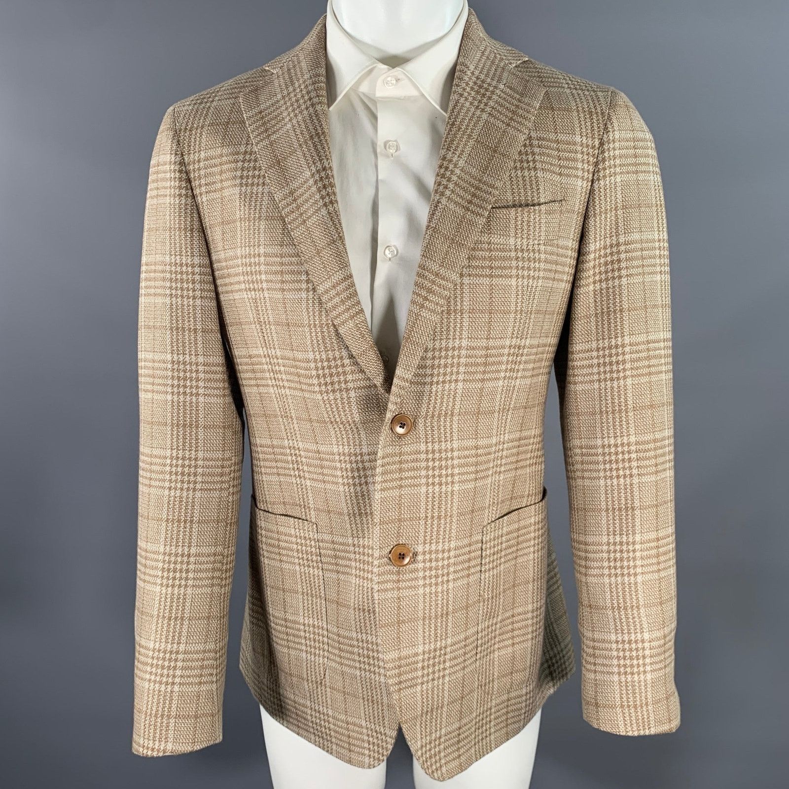 Other ATELIER MUNRO 38 Off White Check Notch Lapel Sport Coat Size 38R - 1 Thumbnail