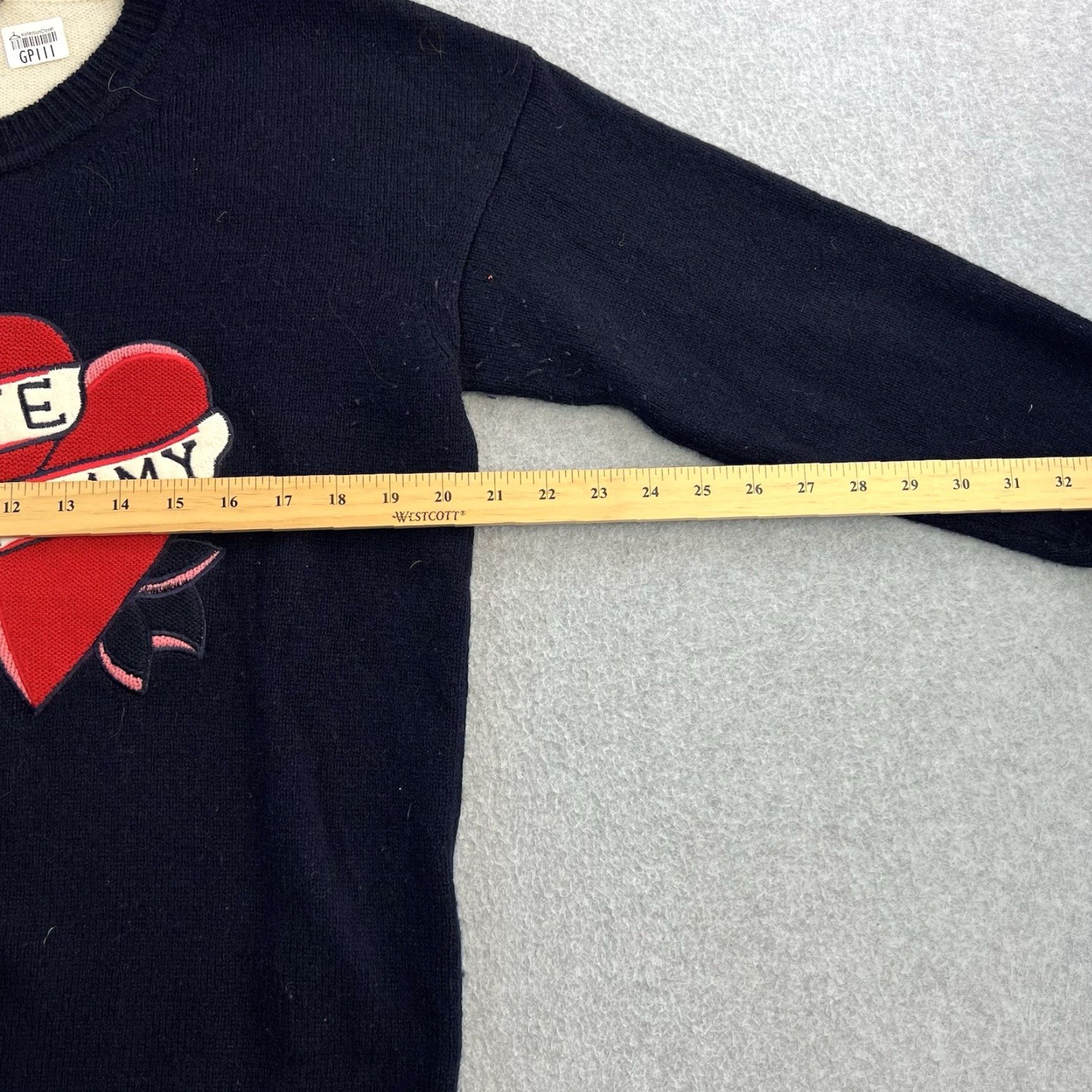 Tommy Hilfiger Tommy Hilfiger Sweater Womens Large Blue Long Sleeve Heart Graphic Wool Cashmere Pullover Size L / US 10 / IT 46 - 2 Thumbnail