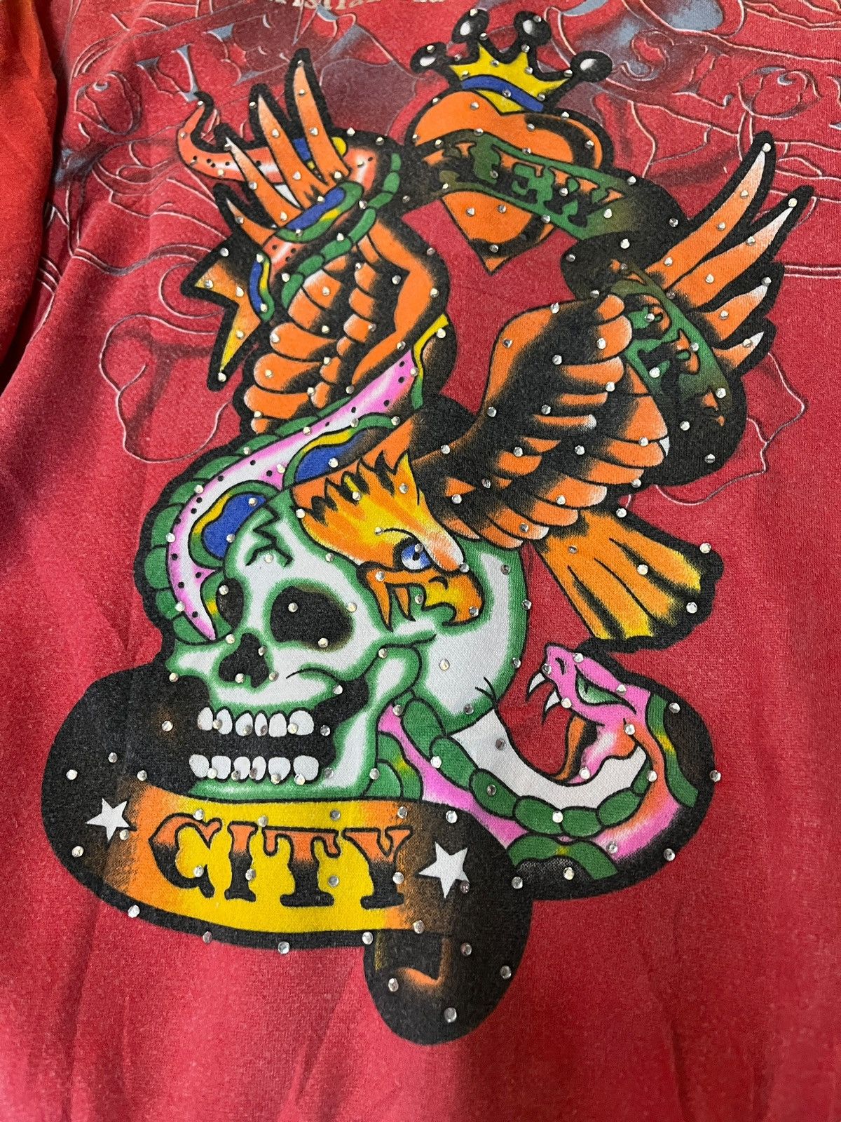 Ed Hardy × Vintage Ed Hardy Y2K Reversible Hooded Zipper Size US L / EU 52-54 / 3 - 5 Thumbnail