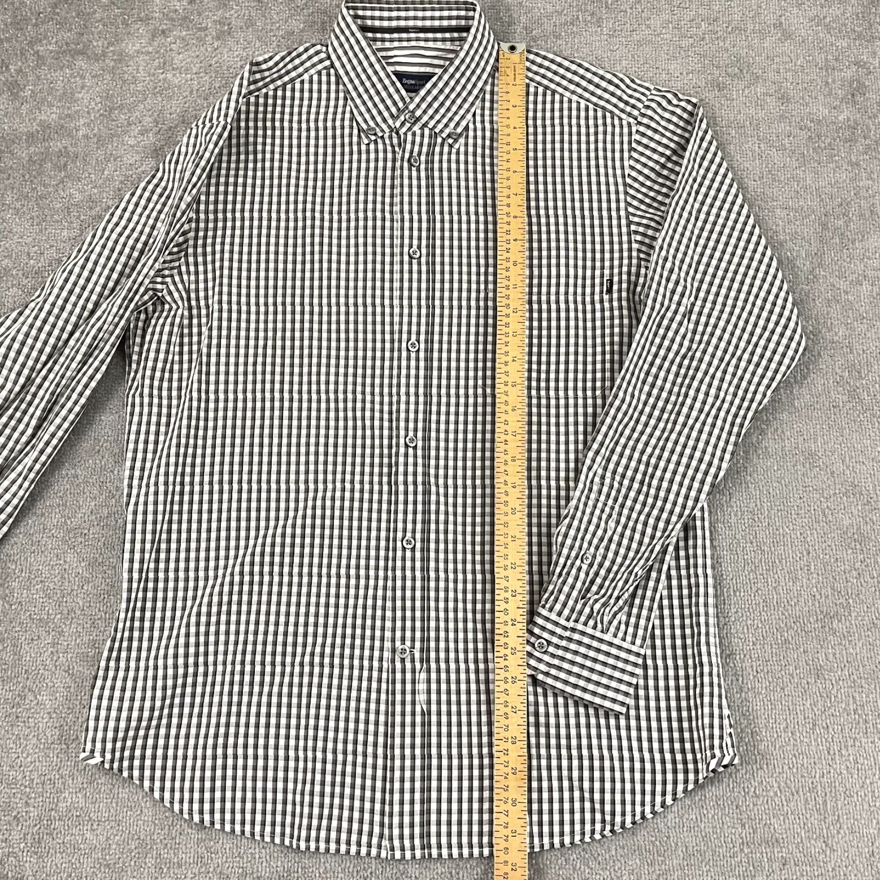 Ermenegildo Zegna Ermenegildo Zegna Sport Shirt Mens XL Regular Monochrome Gray Plaid Button Down Size US XL / EU 56 / 4 - 4 Thumbnail