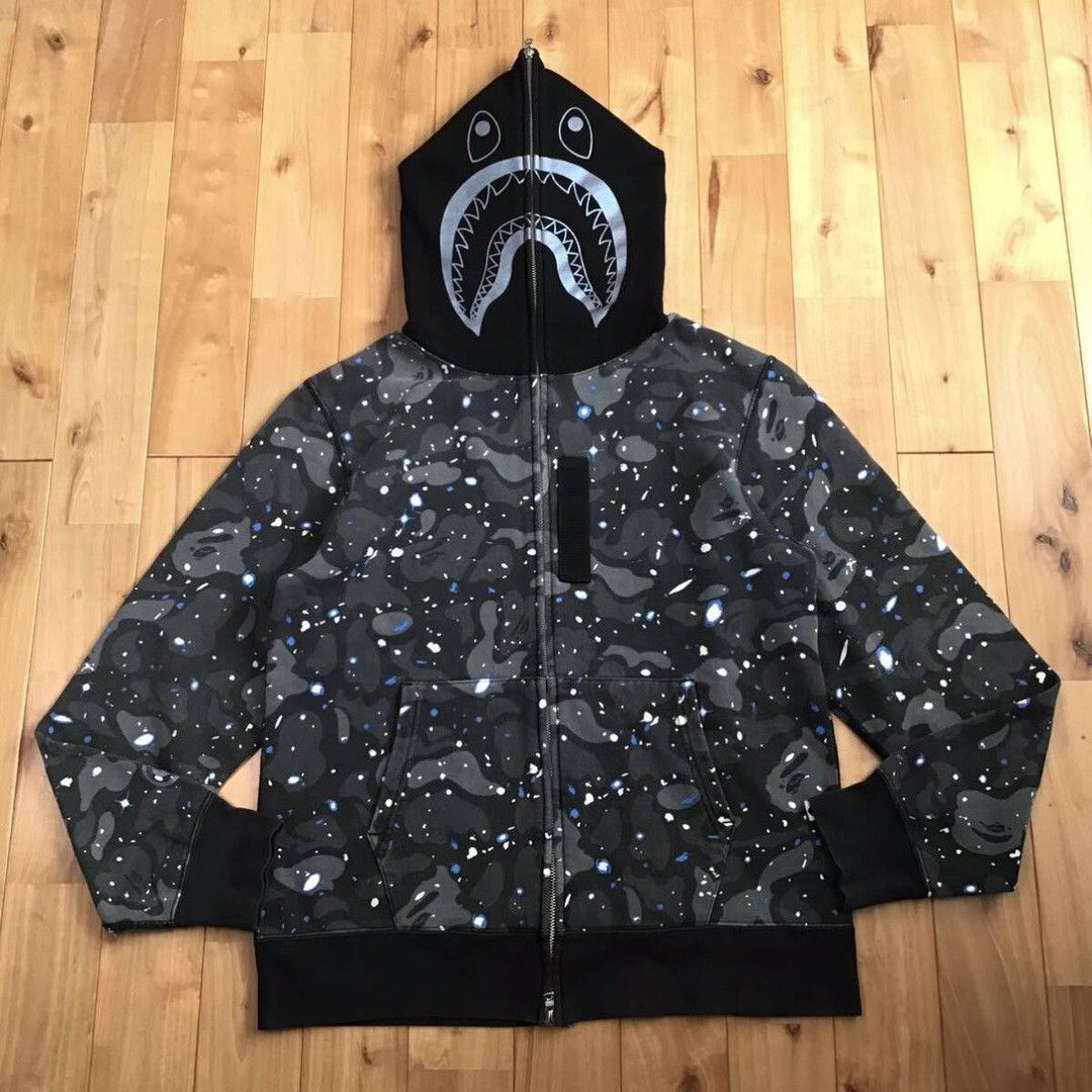 Bape BAPE SPACE CAMO PONR SHARK FULL ZIP HOODIE Grailed