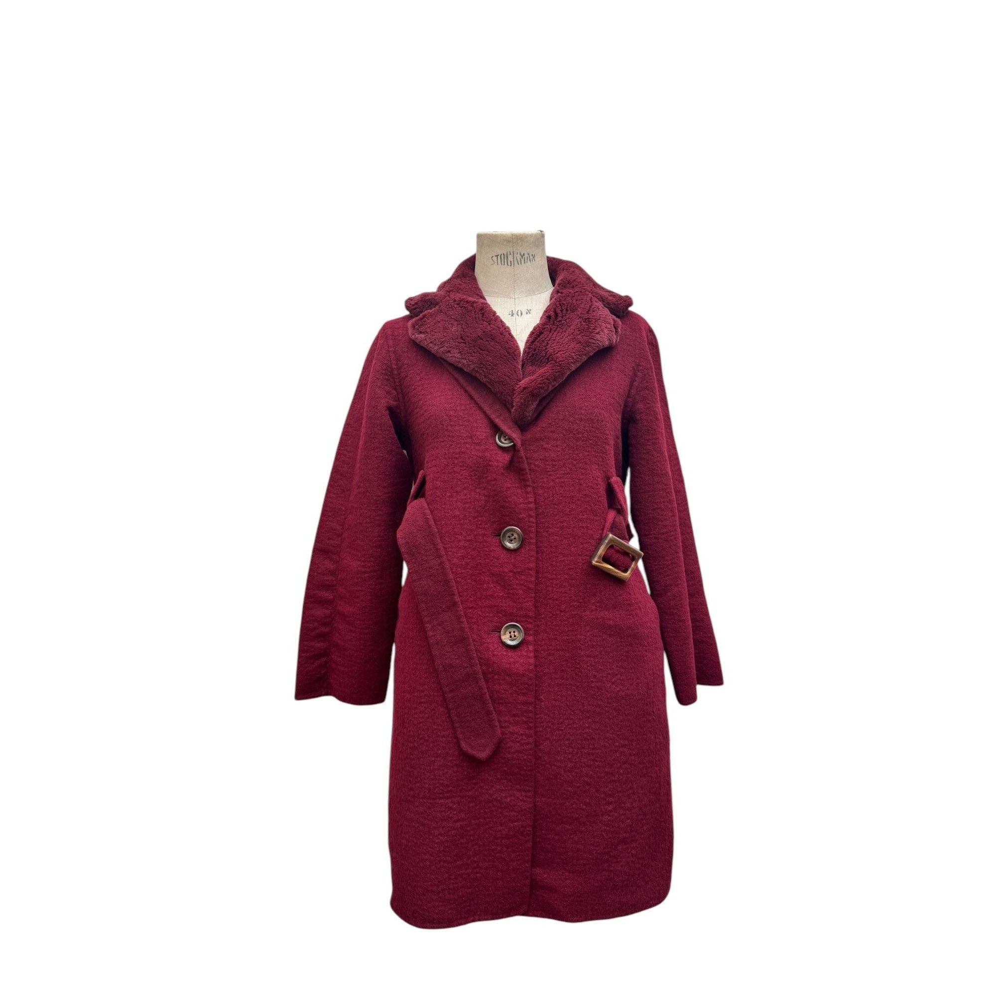 Jil Sander 2100€ Elegant Burgundy Wool Coat Size M / US 6-8 / IT 42-44 - 1 Thumbnail