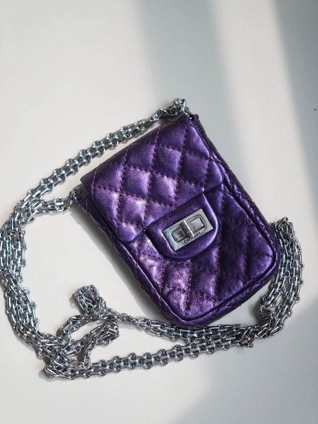 Chanel CHANEL 2.55 Pochette Purple Mini Chain Crossbody Bag Size ONE SIZE - 1 Thumbnail