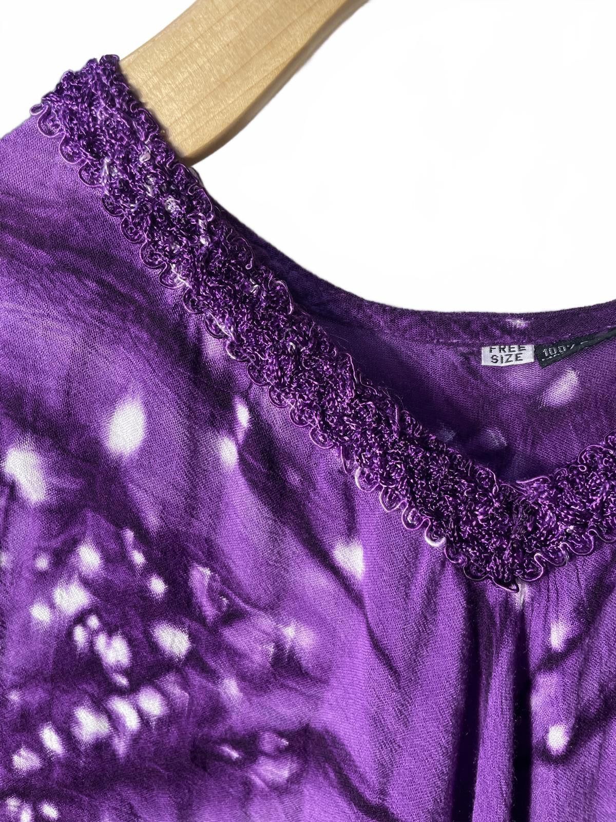 The Unbranded Brand Tie Dye Dress Women's OS Purple Embroidered Bohemian Hippie Size M / US 6-8 / IT 42-44 - 4 Thumbnail